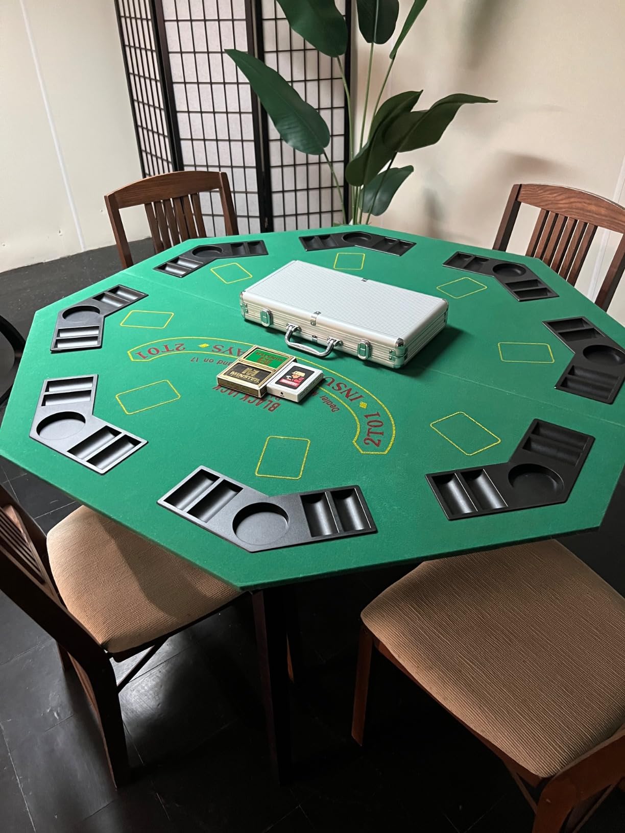Folding Poker Table Top - 48-Inch Solid Wood Topper - Space for 8 Players - Blackjack Table with Built-in Cupholders and Chip Trays by Trademark Poker customer photo 1