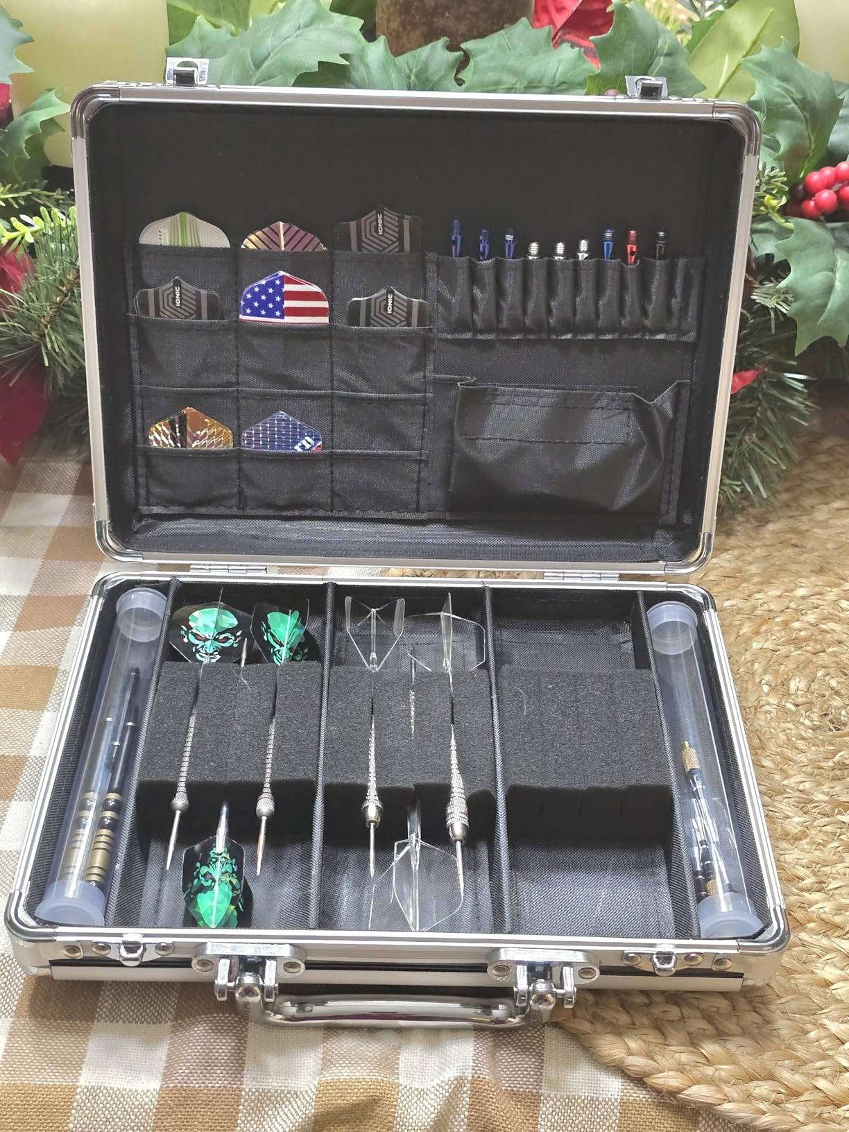 Casemaster Legion Aluminum Dart Case Holds 9 Steel Tip and Soft Tip Darts with Extra Space to Keep Flights in Shape, and Numerous Pockets and Tubes for Storage of Accessories customer photo 2