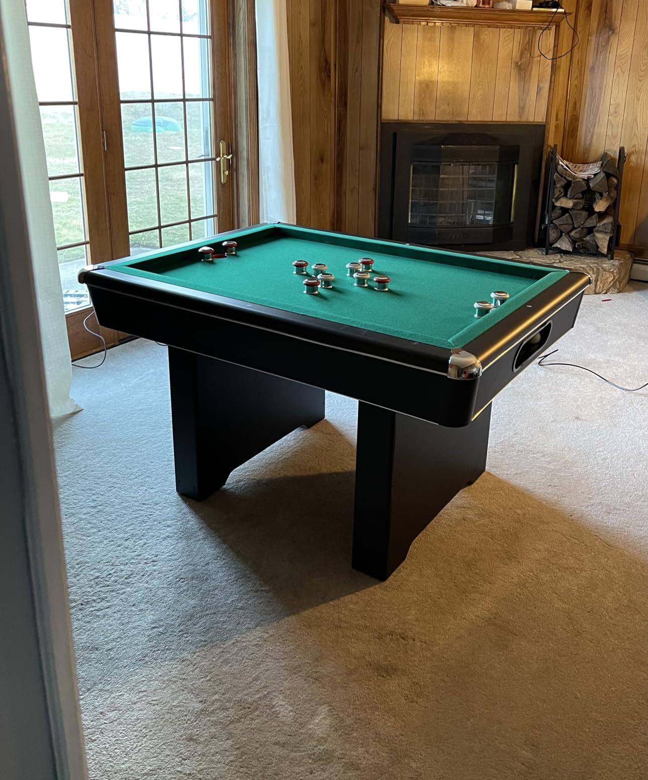 Hathaway Renegade II 54-in Bumper Pool Table for Game Room - Genuine Slate Play Bed & Carpeted Ball Return System - Includes Cues, Balls, Brush & Chalk - Green Felt with Black Finish customer photo 1