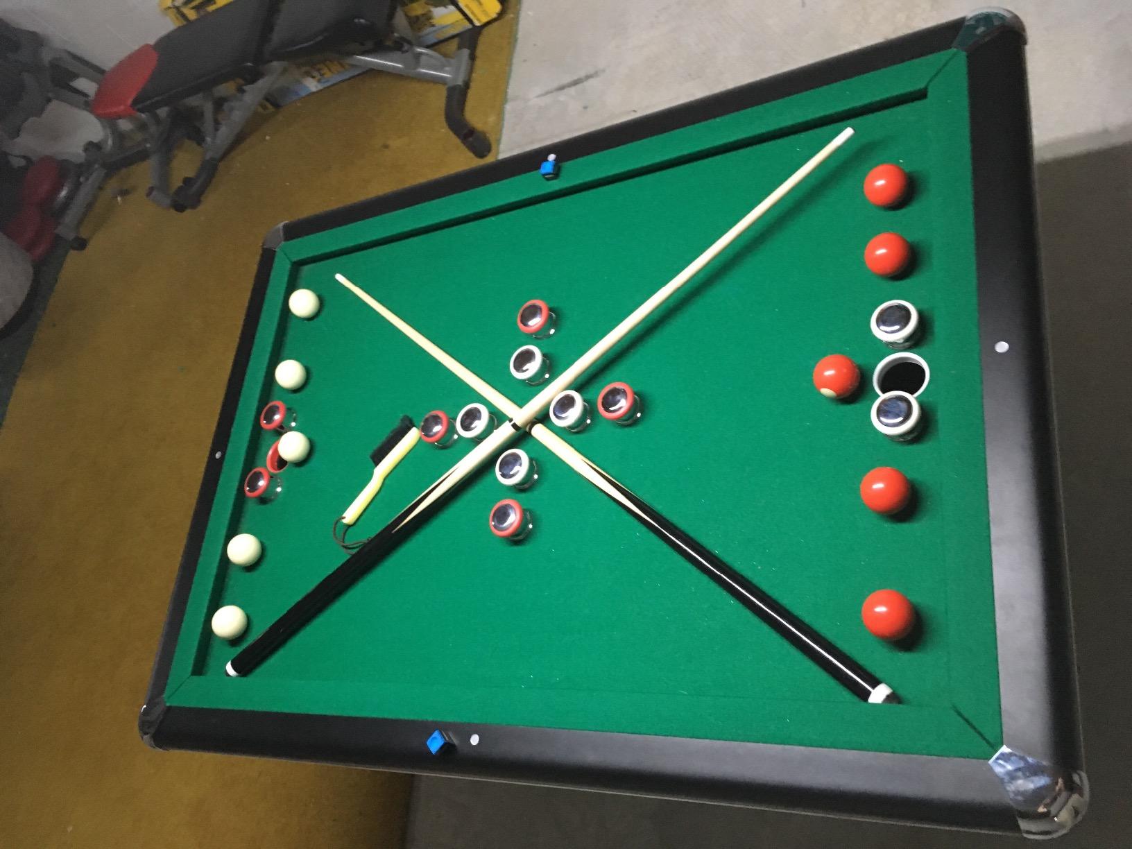 Hathaway Renegade II 54-in Bumper Pool Table for Game Room - Genuine Slate Play Bed & Carpeted Ball Return System - Includes Cues, Balls, Brush & Chalk - Green Felt with Black Finish customer photo 2