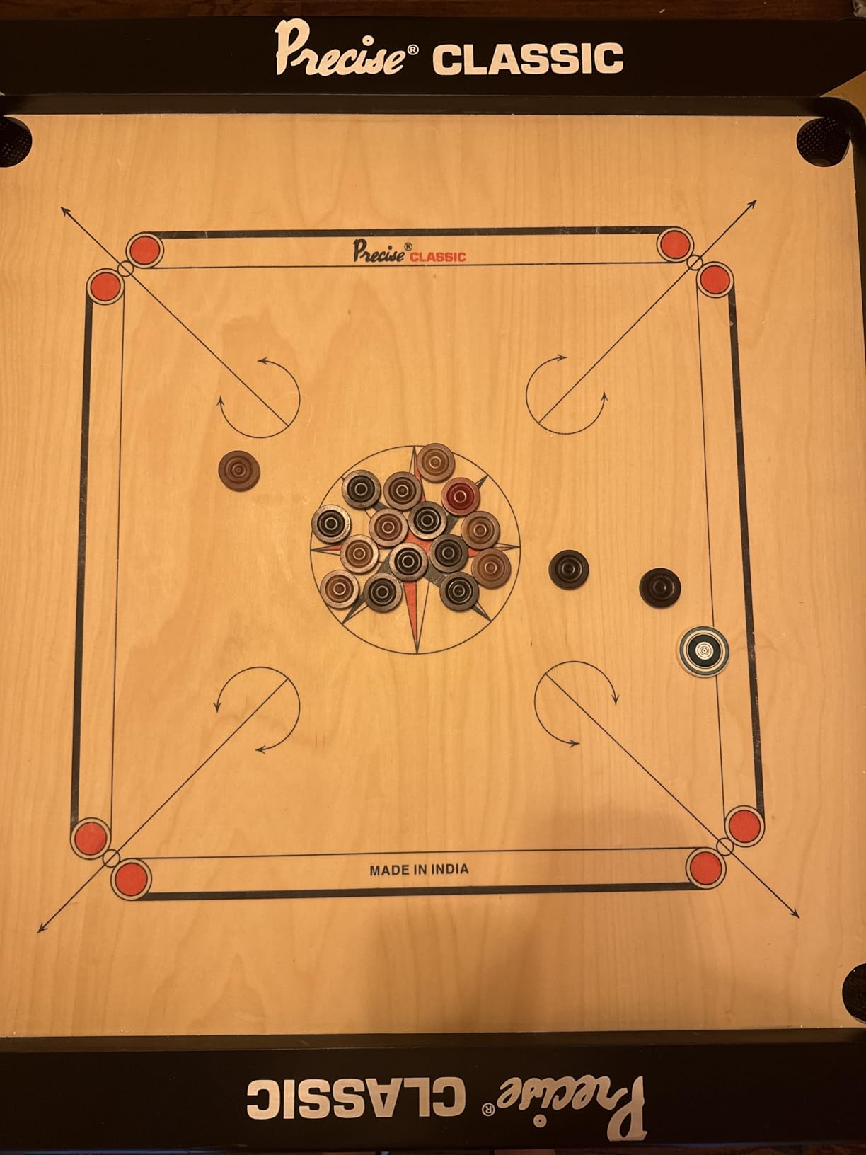 T TABAKH Precise Classic 24mm Carrom Board with Coins, Striker, and Powder, Black, 1-4 Players, Ages 13 and Up customer photo 2