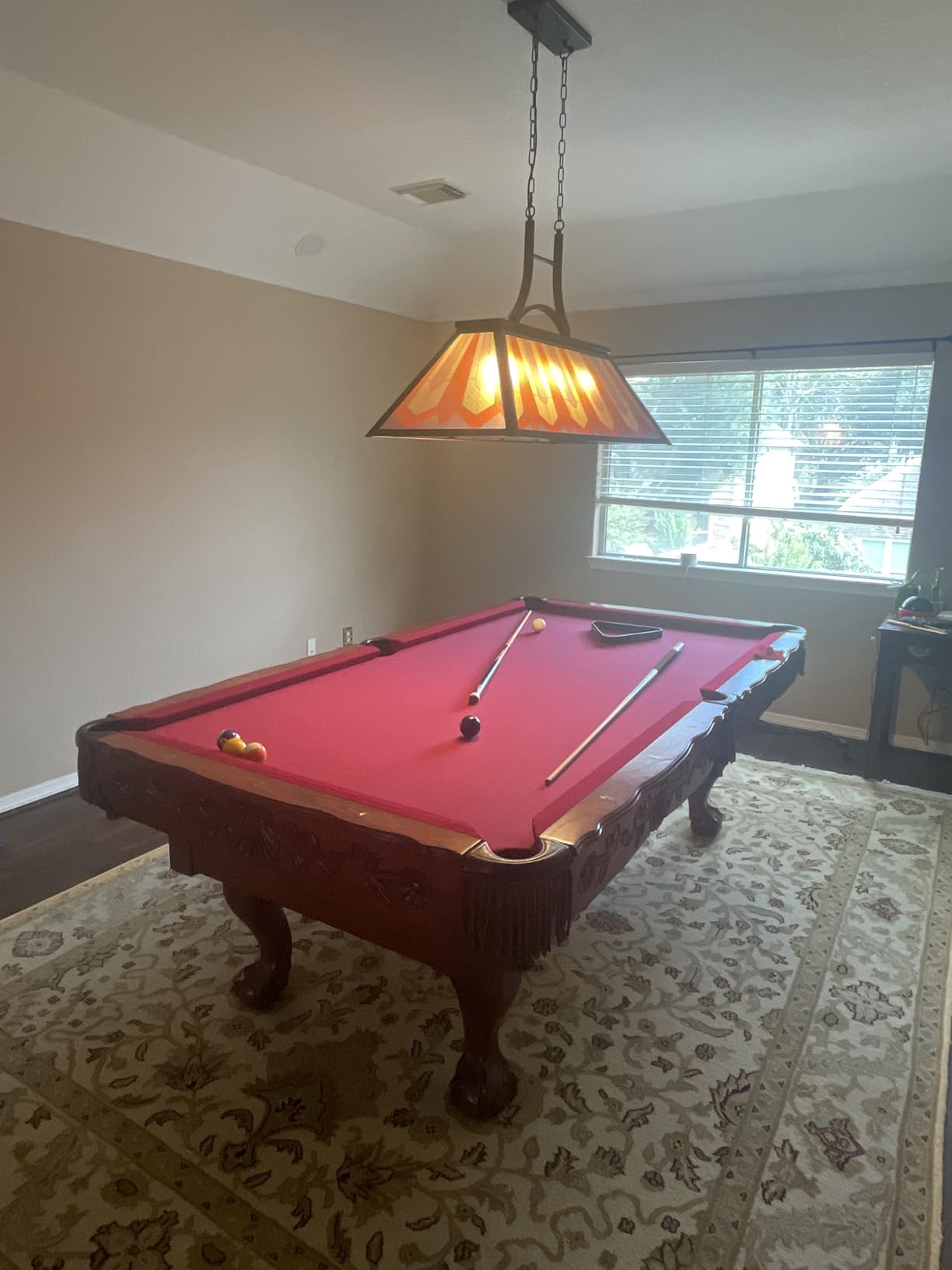 Wellmet Tiffany Style Pool Table Lamp Hanging, Billiards Light for Game Room 7' 8' 9' Pool Table, 3-Light Vintage Chandelier Lighting Fixture for Snooker Man Cave Club Kitchen Island Bar customer photo 1