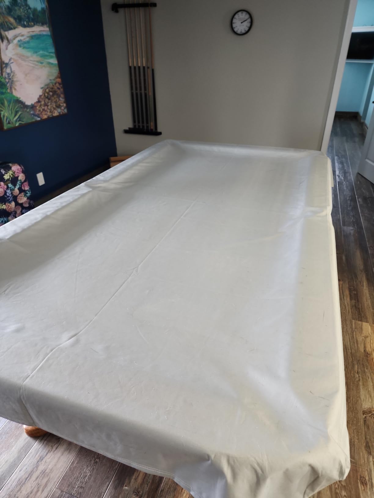 Pool Table Cover 8 Feet, Heavy Duty 600D Canvas Cloth, 8 Foot Billiards Table Covers, Waterproof Tear-Resistant Scratch-Proof (Light Grey) customer photo 1