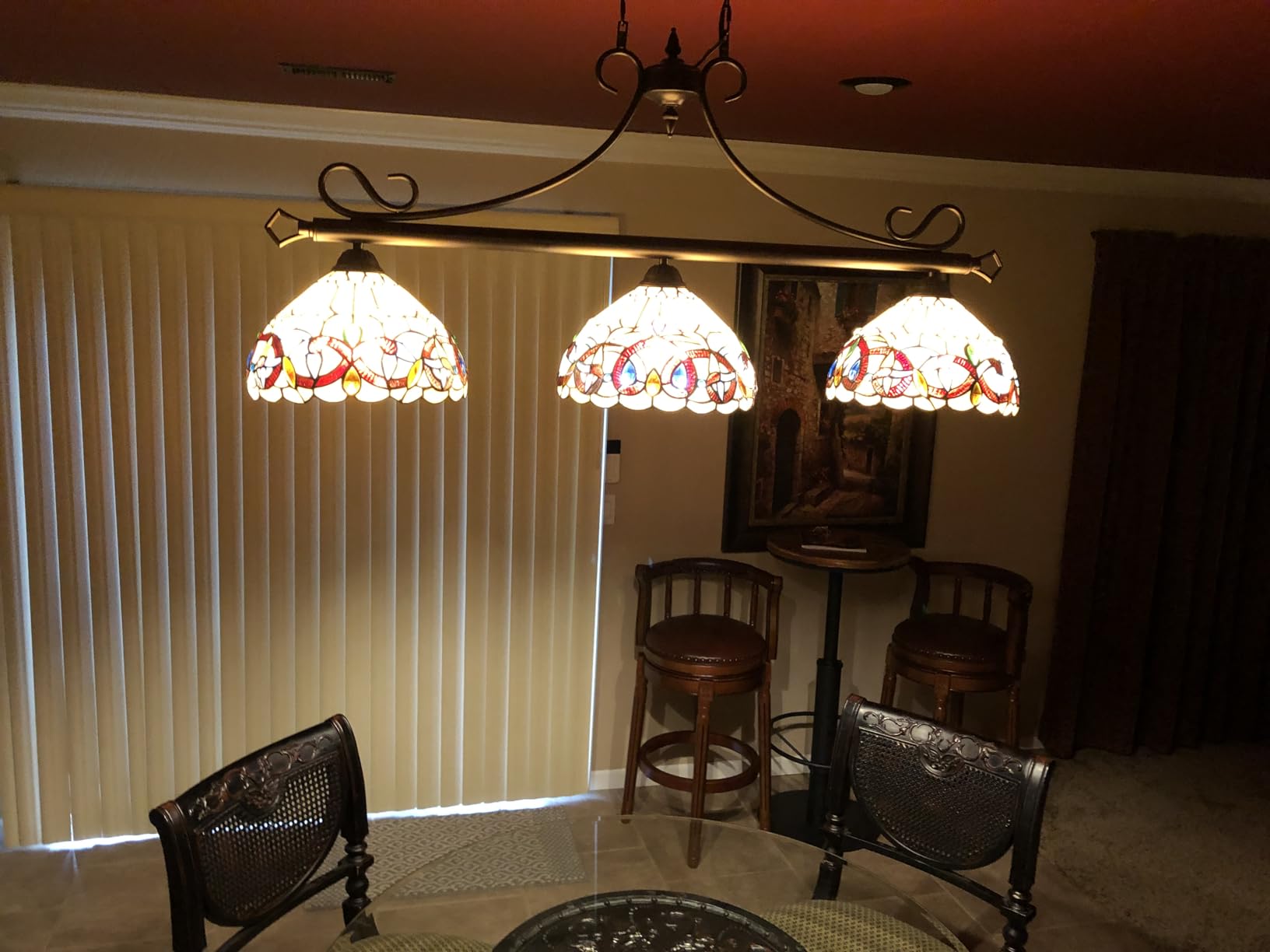 Capulina Tiffany Lamp Stained Glass Pendant Light Chandelier 3-Light 12