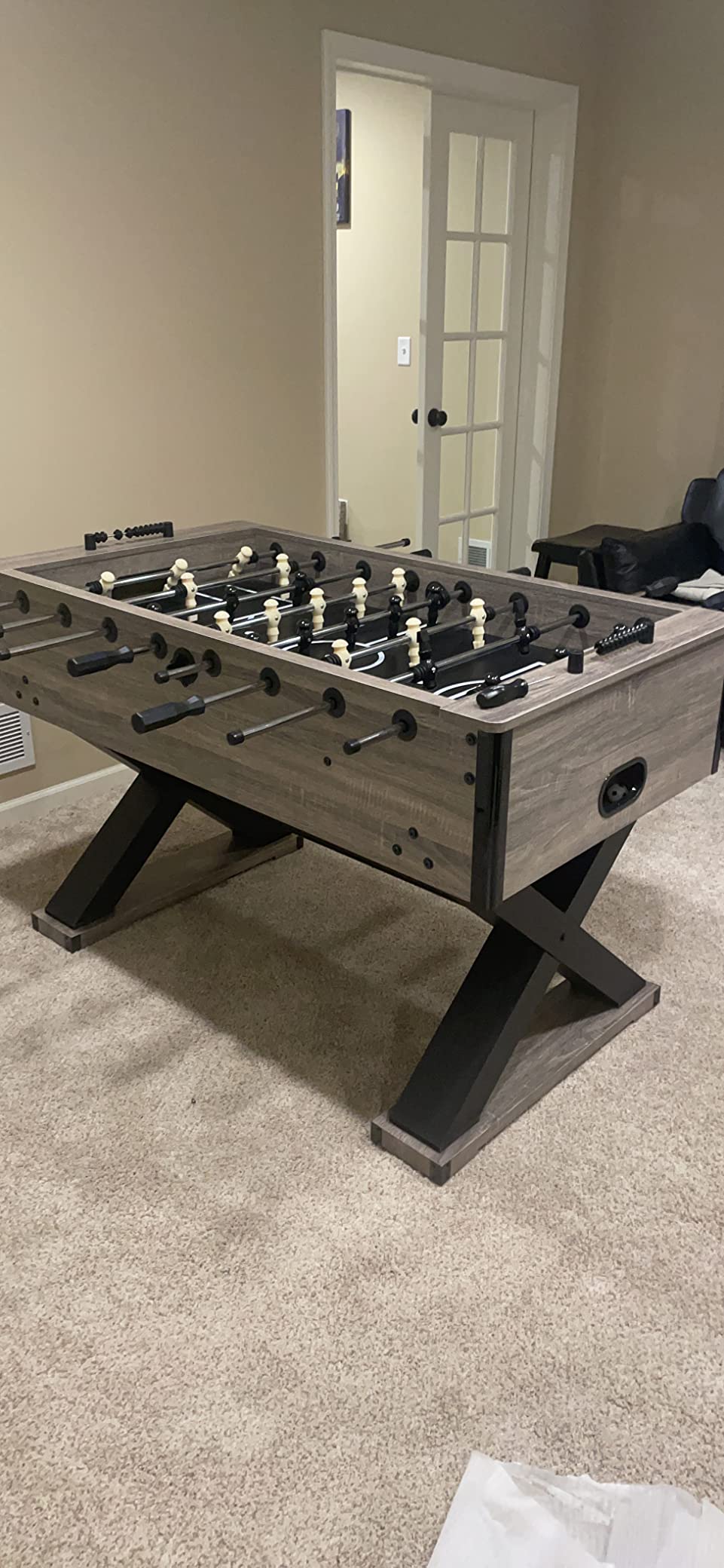 Sunnydaze Delano 54.5-Inch Indoor Foosball Table Adult Size - Soccer Game Table for Adults - 2 Balls - Gray Distressed Wood Look customer photo 1