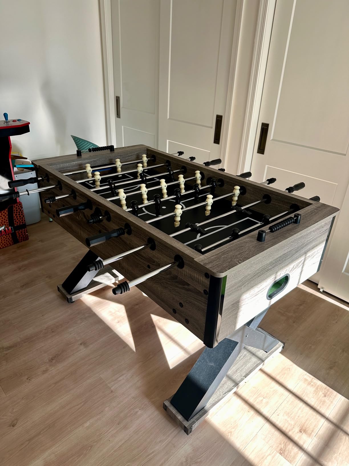 Sunnydaze Delano 54.5-Inch Indoor Foosball Table Adult Size - Soccer Game Table for Adults - 2 Balls - Gray Distressed Wood Look customer photo 2