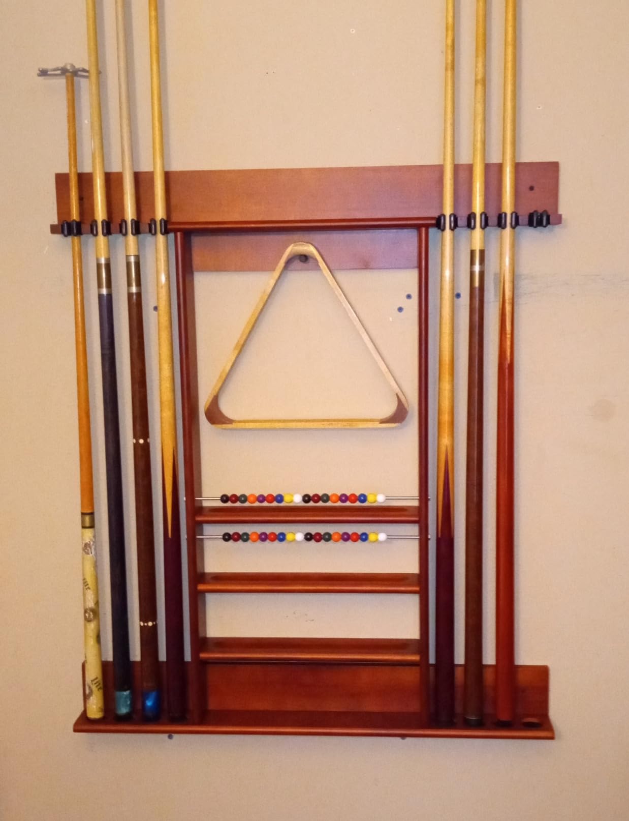 XCSOURCE Pool Stick Holder, Pool Cue Rack Wall Mount, 8 Pool Cue Holder Wall Billiard Cue Rack, Made of 100% Solid Pine Wood customer photo 2