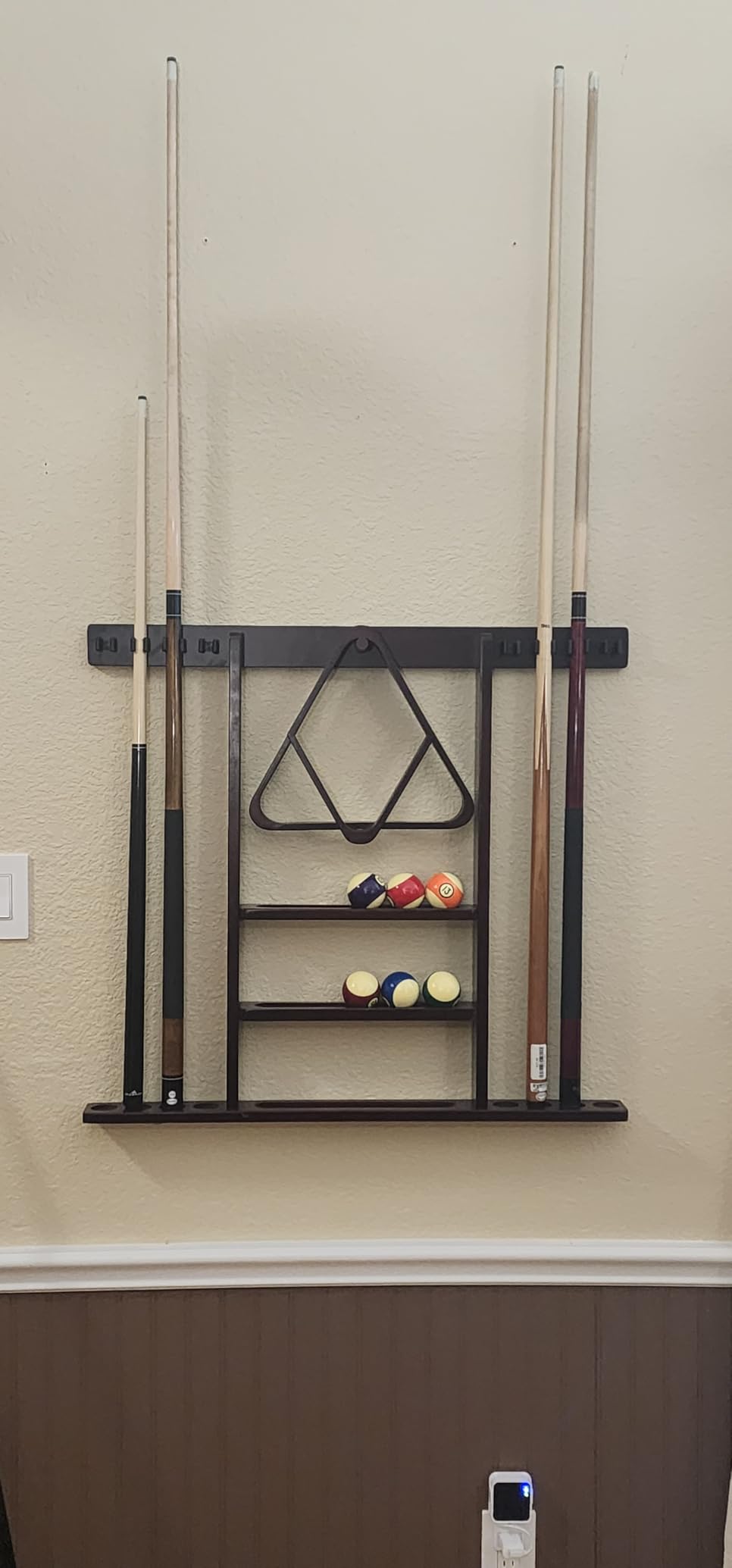 Wall Mount Pool Cue Stick Holder Hold 8 Cues, Pool Stick Holder, Billiard Cue Rack For Pool Table Accessories, Made Of 100% Solid Wood (Mahogany) customer photo 2