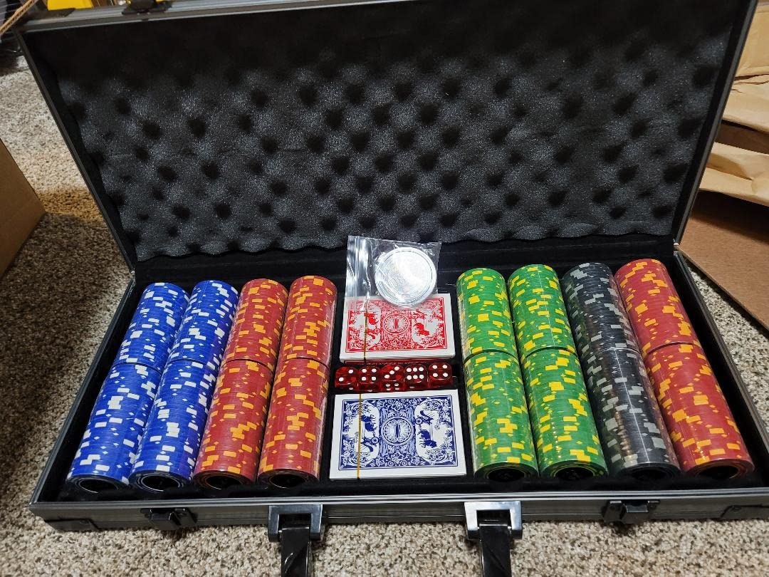 Comie Poker Chips, 500PCS Poker Chip Set with Aluminum Travel Case, 11.5 Gram Poker Set for Texasholdem Blackjack Gambling customer photo 1