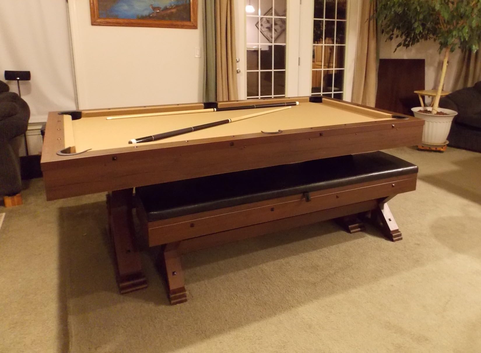 7' 3 in 1 Multi Game Pool Table with Dining Top Pool Ping Pong Table Combo with Dual Storage Bench Seating. Includes Billiards, Ping Pong Accessories customer photo 1