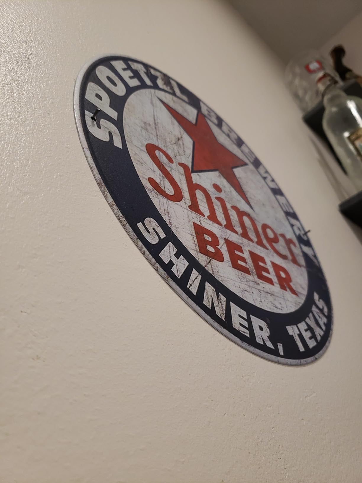 QMARK Metal Wall Decor, Shiner Beer Sign, 12 Inch Vintage Retro Round Tin, Shiner Texas SPOETZL Brewery customer photo 1