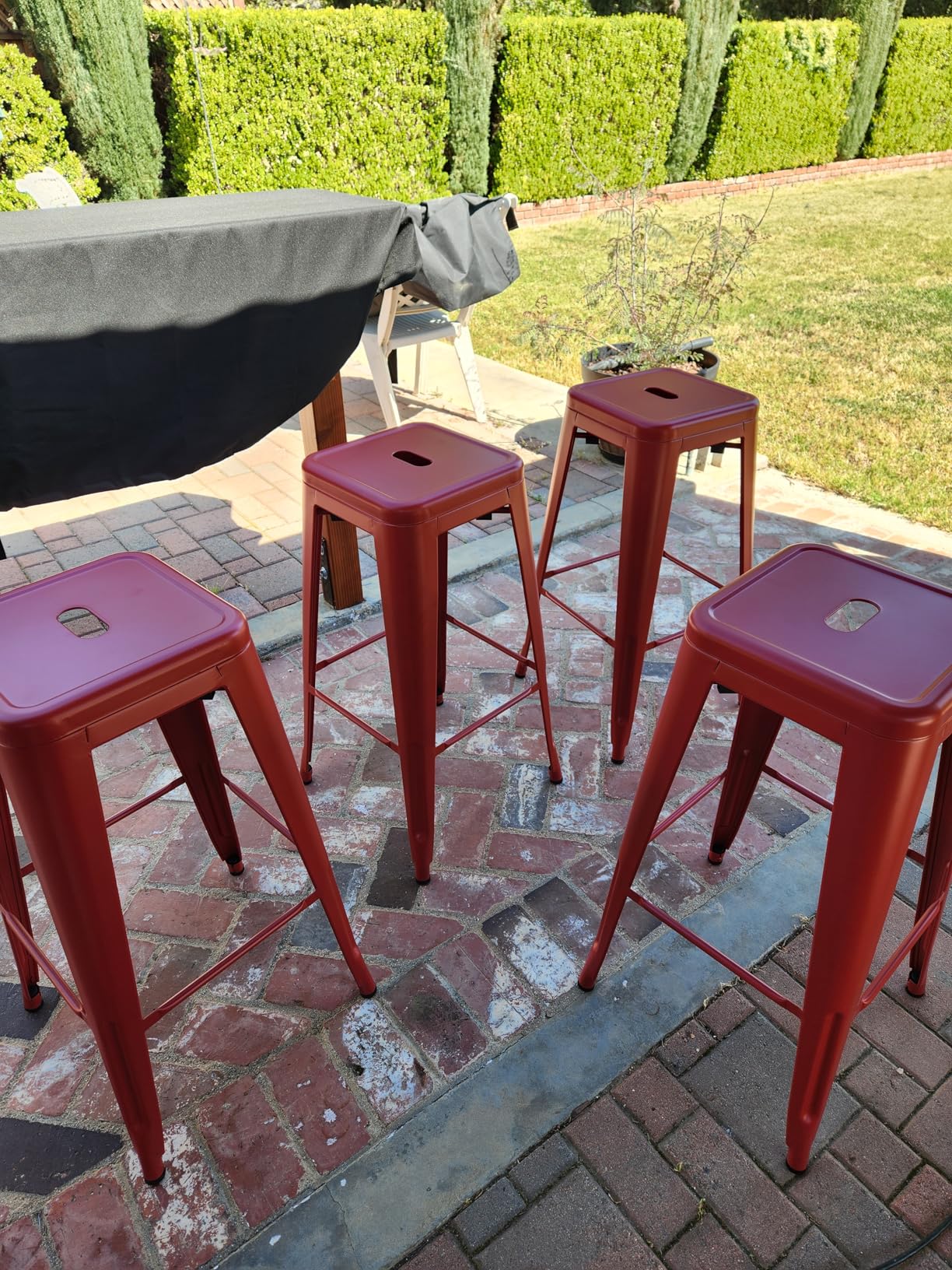 Furmax 30 Inch Metal Bar Stools Set of 4, Counter Height Backless Stools, Industrial Bar Chairs Patio Stool Stackable Backless Stool for Kitchen/Dining Room/Bistro/Patio Indoor Outdoor customer photo 2