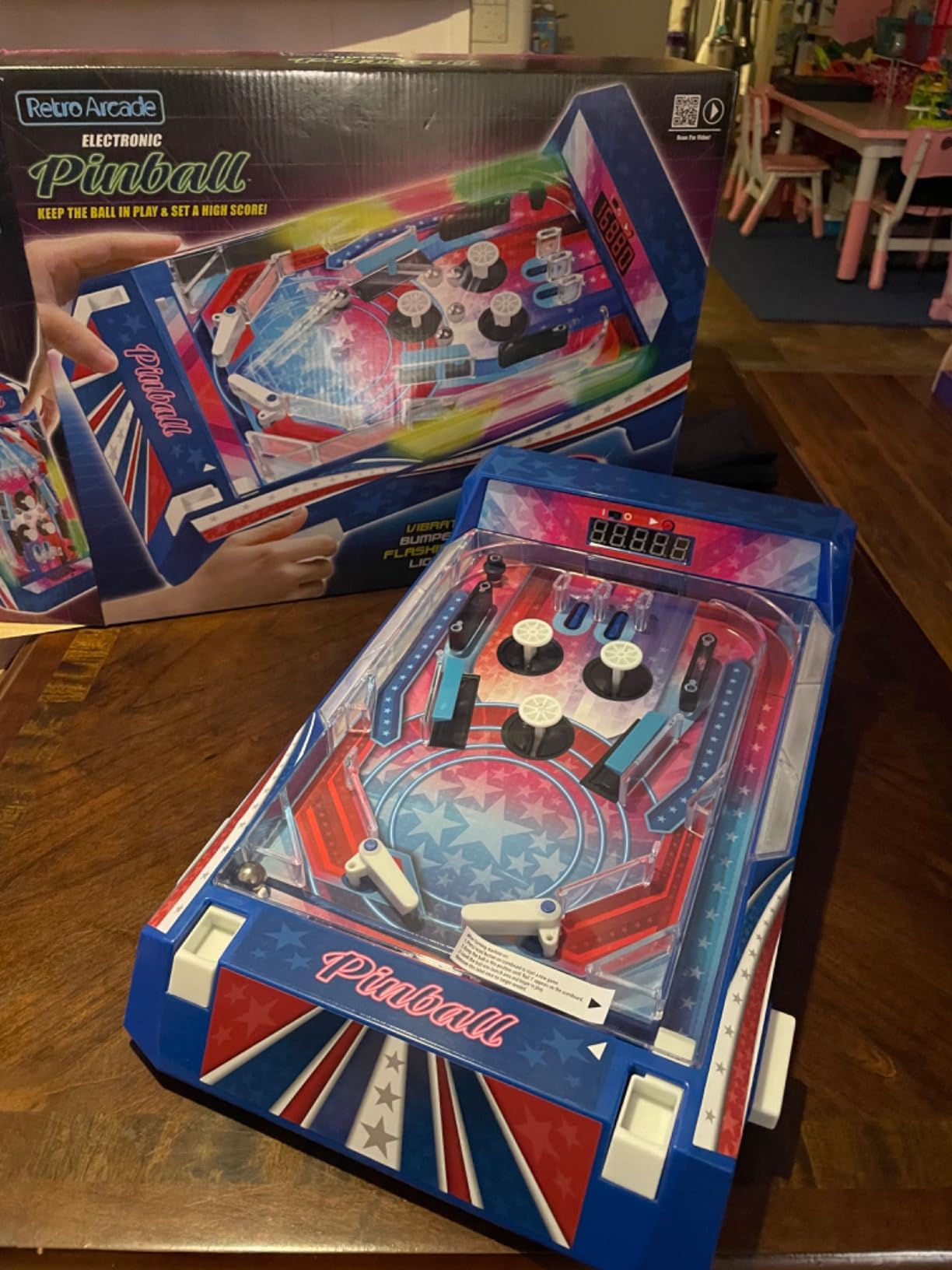 Merchant Ambassador Retro Arcade Electronic: Pinball - Tabletop Game, Vibrating Bumpers, LED Lights, Sound Effects, 1 Player, Ages 6+ customer photo 2