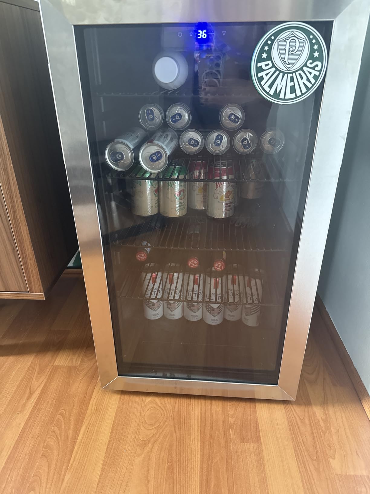Icyglee Beverage Refrigerator Cooler - 126 Can Mini Fridge with Glass Door for Soda Beer or Wine, Beverage Cooler for Home, Office, Bar with Adjustable Removable Shelves, Silver customer photo 1