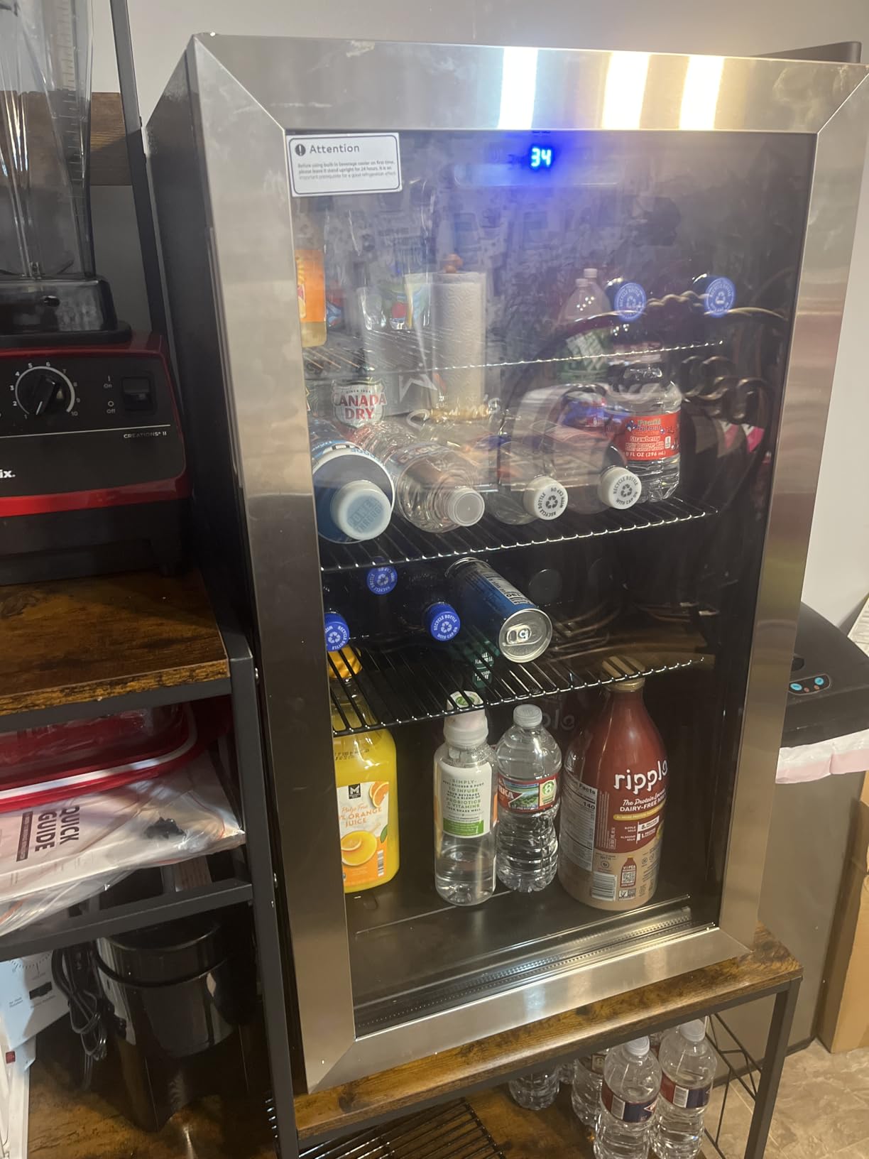 Icyglee Beverage Refrigerator Cooler - 126 Can Mini Fridge with Glass Door for Soda Beer or Wine, Beverage Cooler for Home, Office, Bar with Adjustable Removable Shelves, Silver customer photo 2