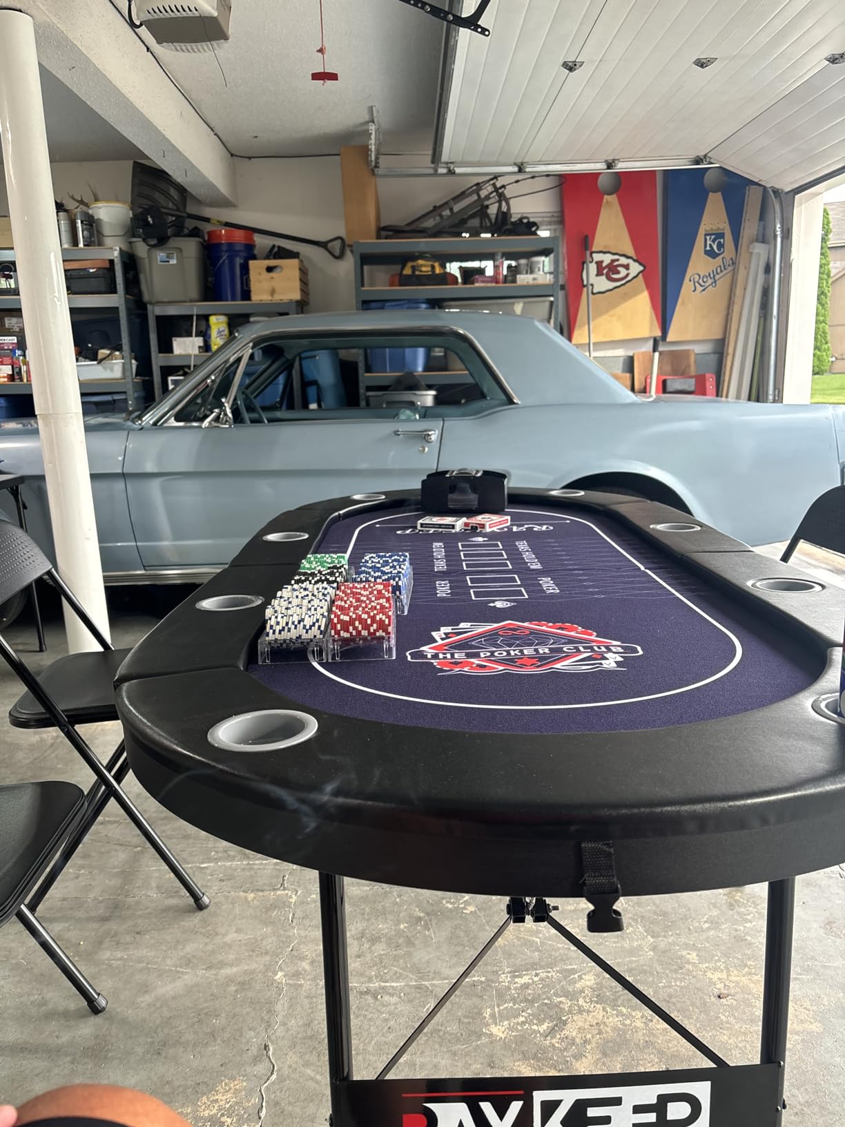 RAYKEEP 71 Inch Poker Table Foldable, 8 Player Folding Poker Tables w/Collapsible Legs, Casino Grade Felt, Padded Rails and Cup Holders, Portable Poker Table for Texas Holdem Poker and Blackjack customer photo 2