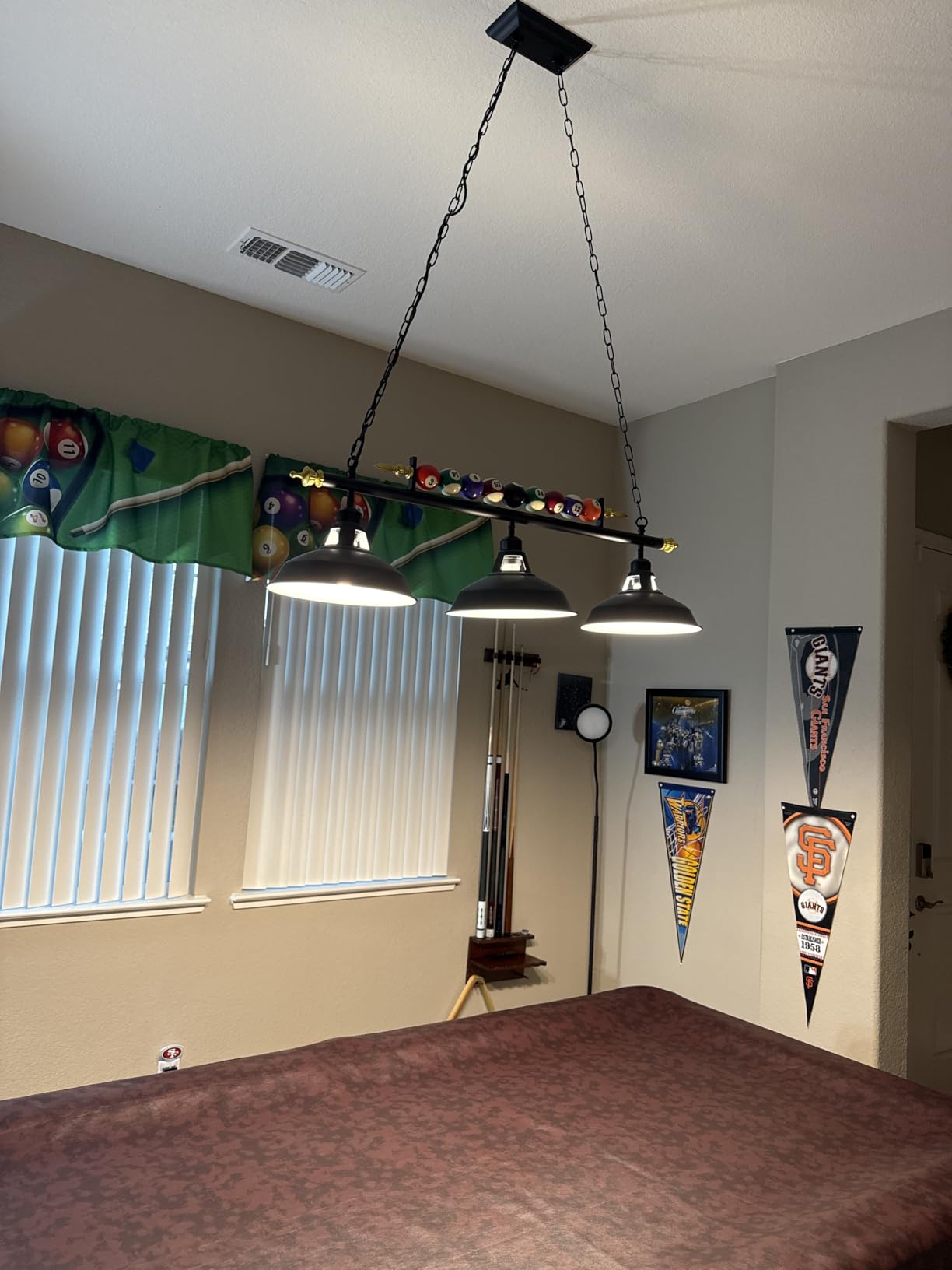 Billiard Pool Table Lights 4-Light Black Matte Metal Shades, 50'' Pool Table Lighting for 7'-8' Table, Billiard Light Suitable for Billiards Room, Snooker Table, Kitchen Island customer photo 1