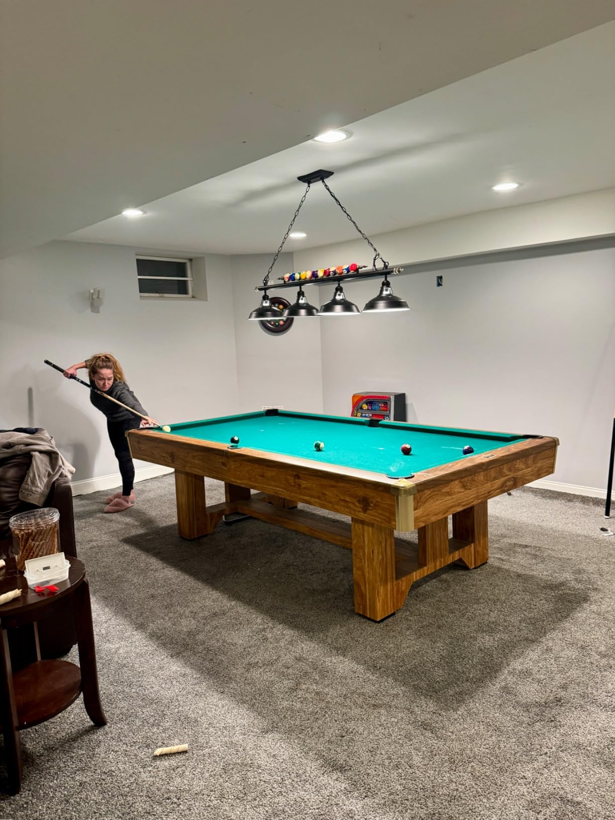 Billiard Pool Table Lights 4-Light Black Matte Metal Shades, 50'' Pool Table Lighting for 7'-8' Table, Billiard Light Suitable for Billiards Room, Snooker Table, Kitchen Island customer photo 2