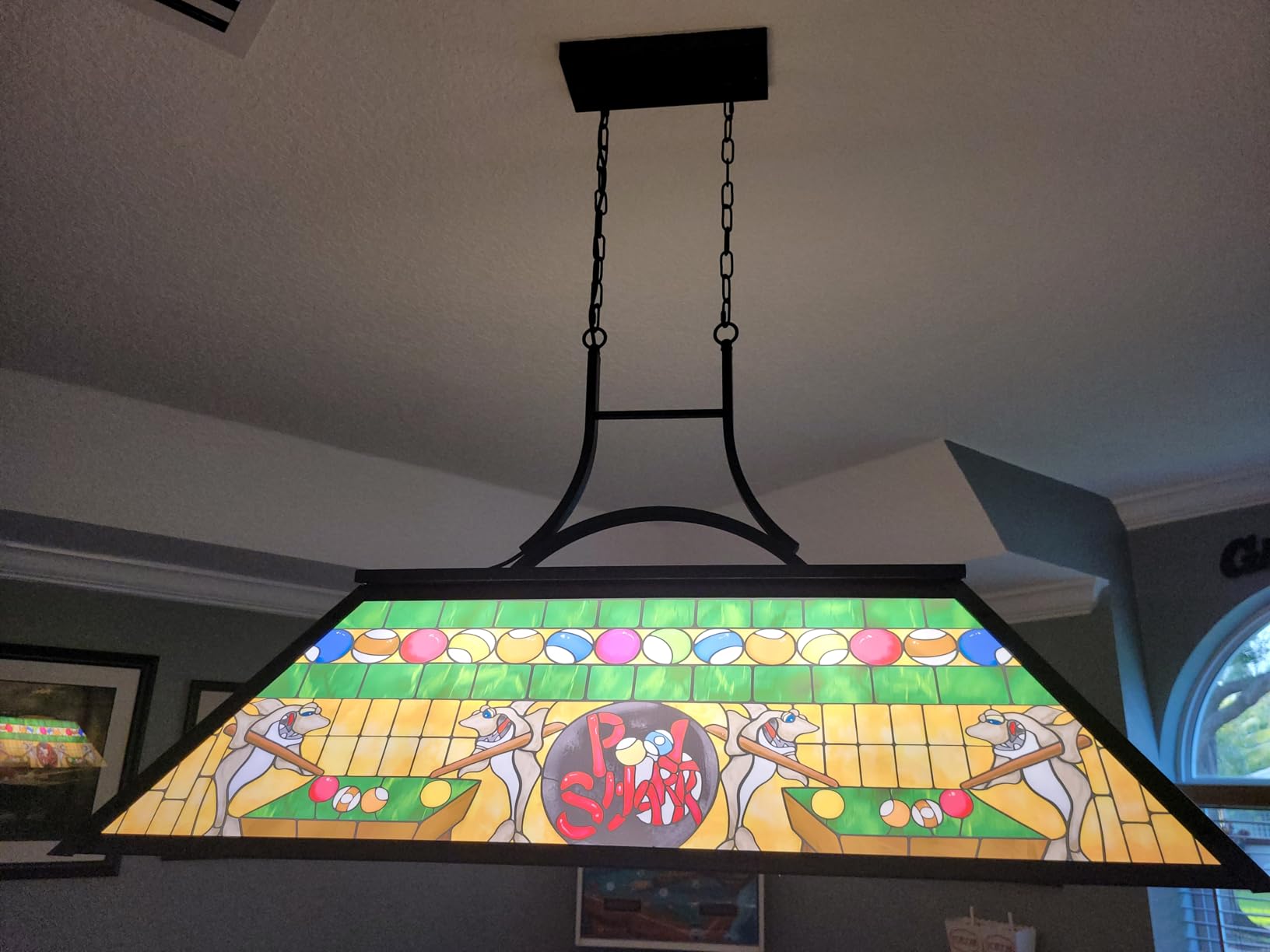 TOCHIC Vintage Pool Table Light, 3-Light Rustic Billiards Light Fixtures with Tiffany-Style Shark Shade for Game Room Farmhouse Chandelier Man Cave Club Bar Dining Room Kitchen Island customer photo 1