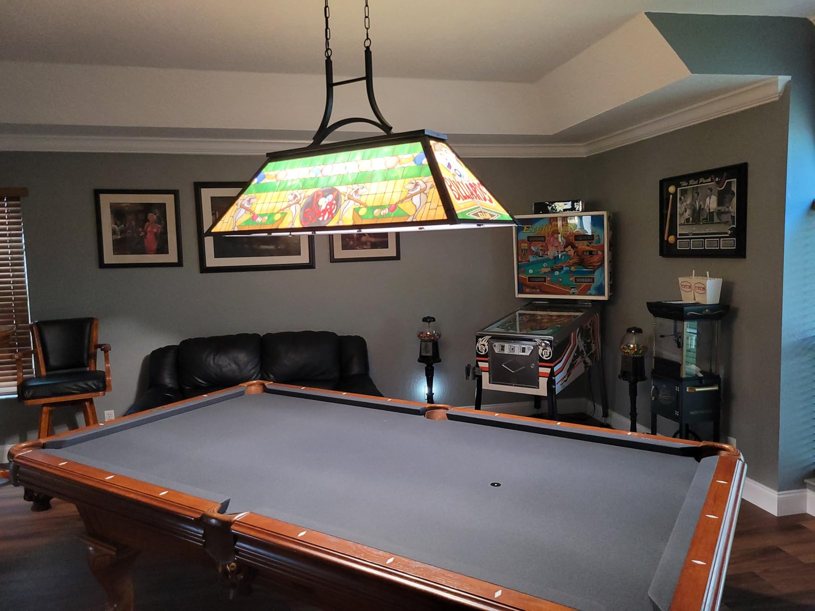 TOCHIC Vintage Pool Table Light, 3-Light Rustic Billiards Light Fixtures with Tiffany-Style Shark Shade for Game Room Farmhouse Chandelier Man Cave Club Bar Dining Room Kitchen Island customer photo 2