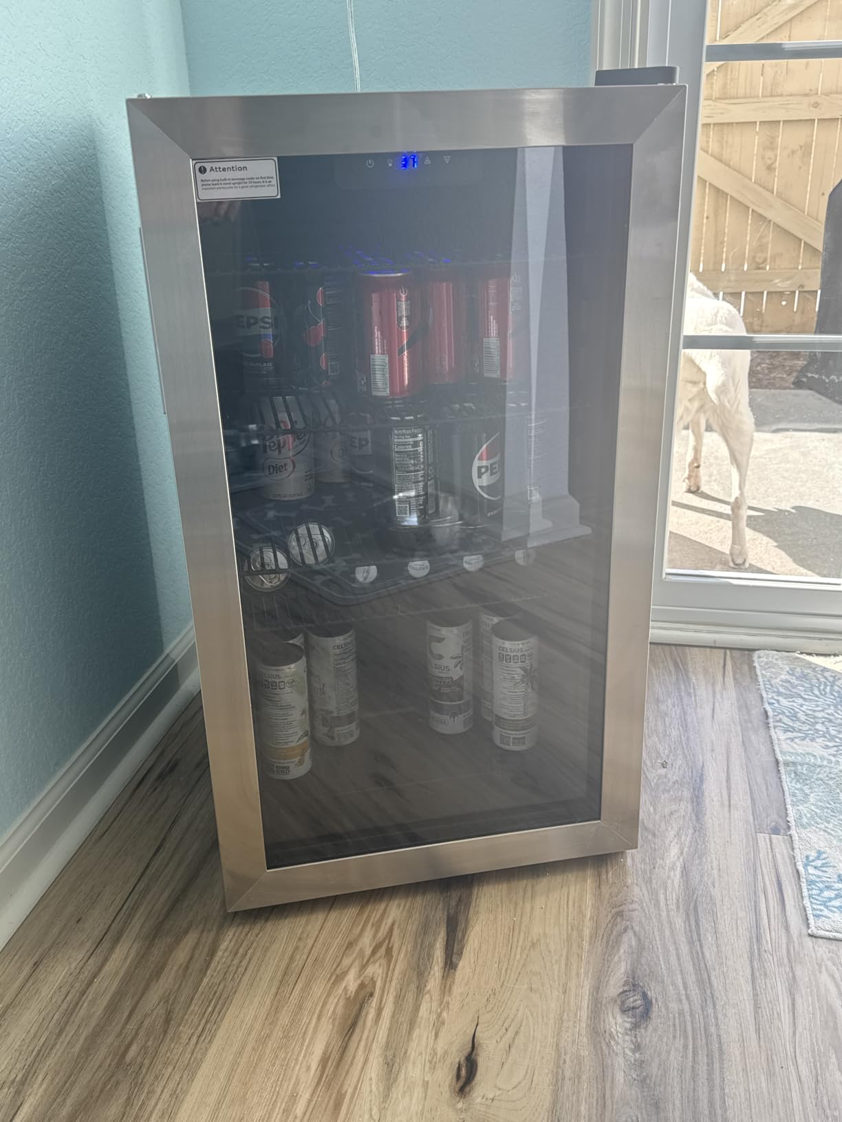 Feelfunn Beverage Refrigerator Cooler - 126 Can Mini Fridge Glass Door for Drinks Soda Beer Wine - Small Refrigerator for Office Bedroom Home Bar, 4 Adjustable Shelves, 3.2 Cu.Ft, Silver customer photo 1
