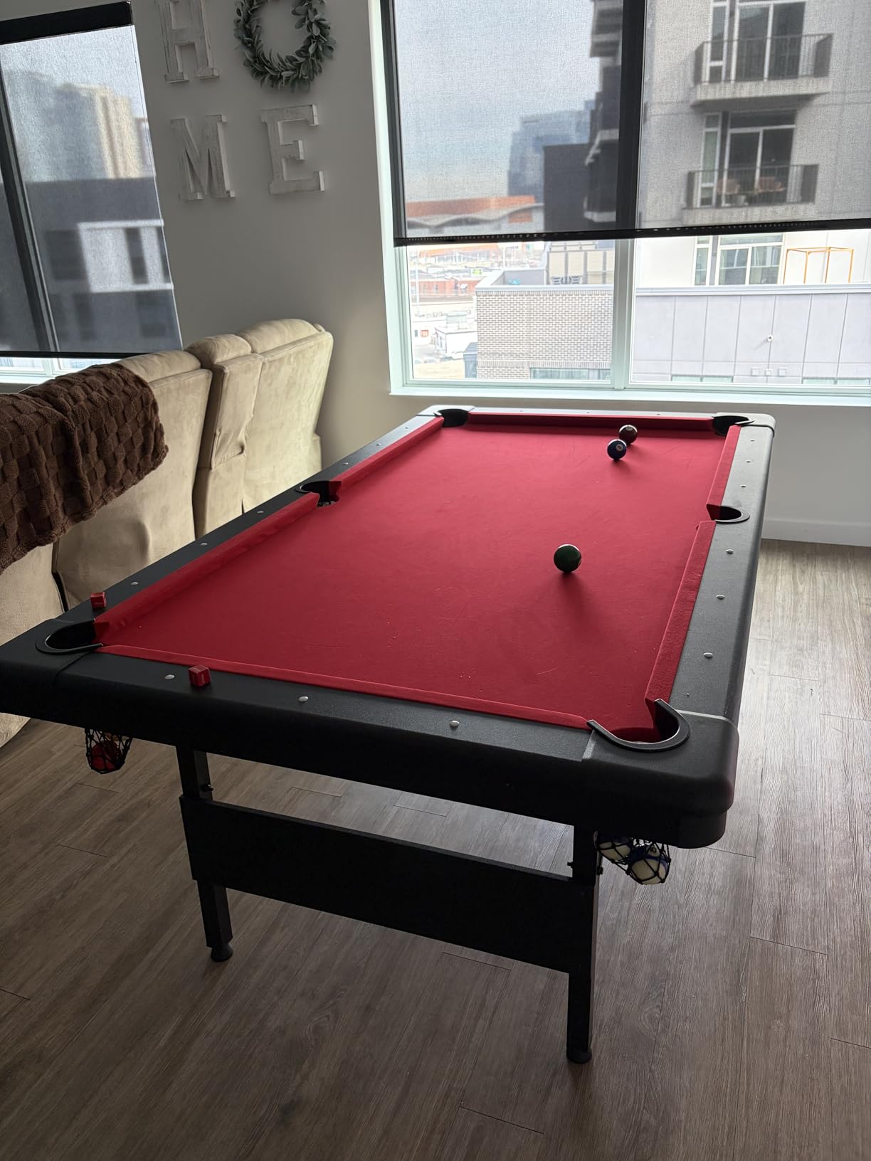 GoSports 6, 7, or 8 ft Billiards Tables - No Assembly, Choose Your Color - Portable Pool Table Includes Full Set of Balls, 2 Cue Sticks, Chalk and Felt Brush customer photo 2