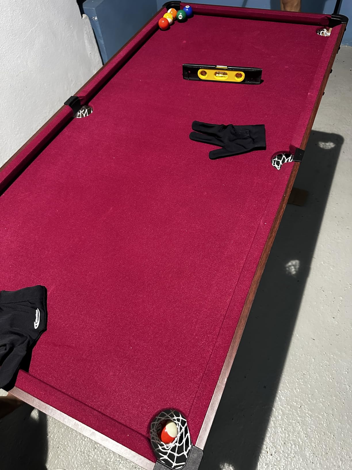 Folding Pool Table, Portable Billiard Game Tables for Kids and Adults, Mini Pool Table with Locking Legs, Adjustable Feet, Balls, Cues, Triangle, Chalk, Brush customer photo 1