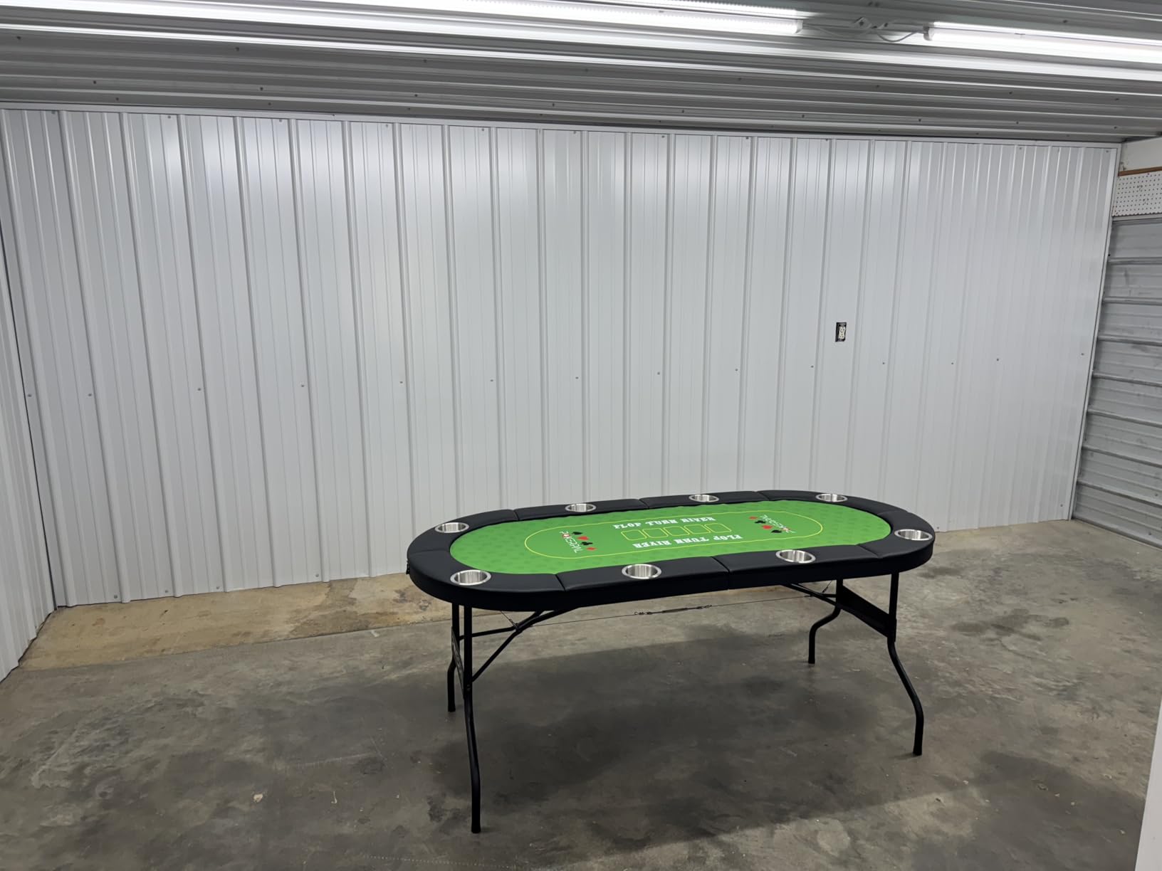 8 Player Poker Table with 2 Interchangeable Game mats, Texas Hold'em Poker and Blackjack, Collapsible Casino Table with Padded Rails and XXL Cup Holders for Wine and Whiskey Glasses, (71 in) customer photo 1
