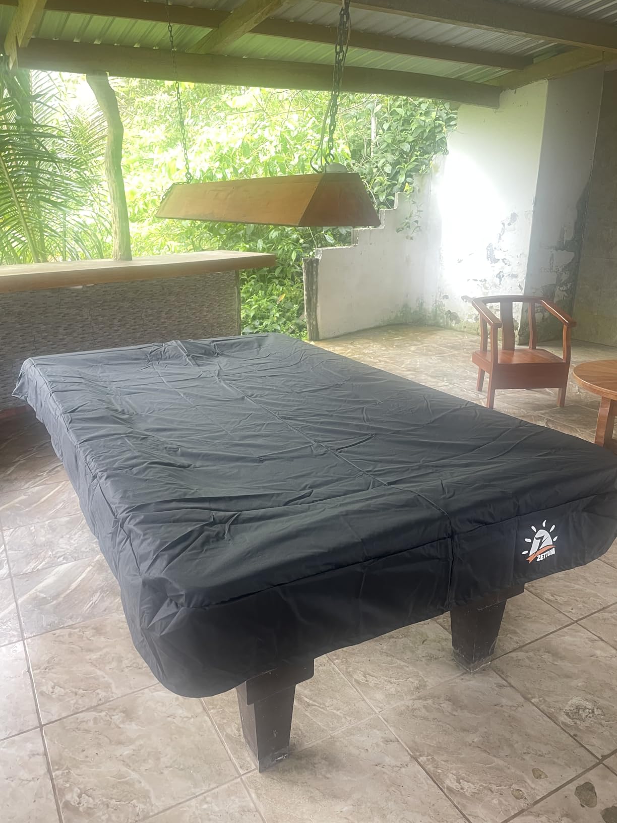 Zettum Pool Table Cover - Billiard Table Covers, 600D Waterproof Covers for Billiard Pool Table, Heavy Duty Scratched-Free UV Protection Snooker Furniture Table Cover - 8 Feet customer photo 1