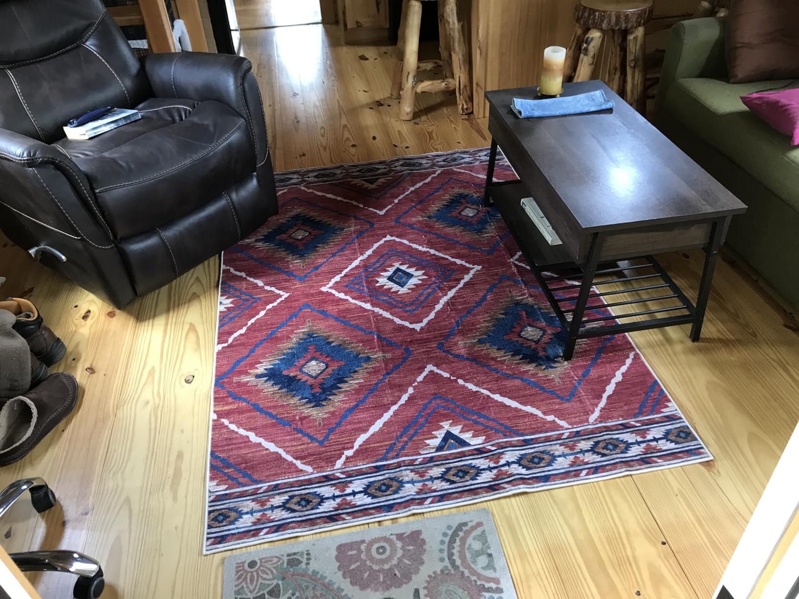 Area Rug 5x7 Rug Machine Washable Non-Slip Low Pile Print Pattern Western Rug for Living Room Bedroom Entryway Tribal Series -Black customer photo 1