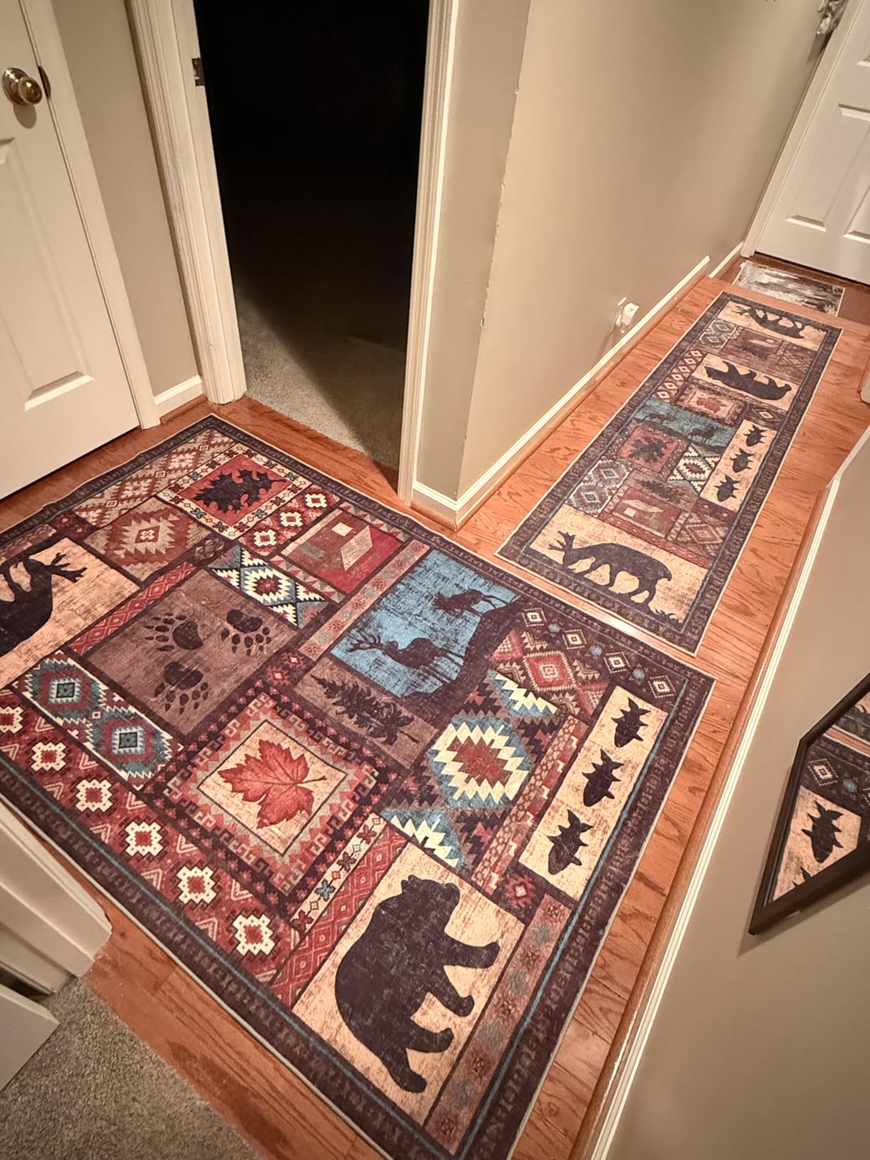YIHOUSE Rustic Cabin Area Rug 5x7, Machine Washable Lodge Bear Rug, Non-Slip Low Pile Print Pattern Southwestern Rug for Living Room Bedroom customer photo 1