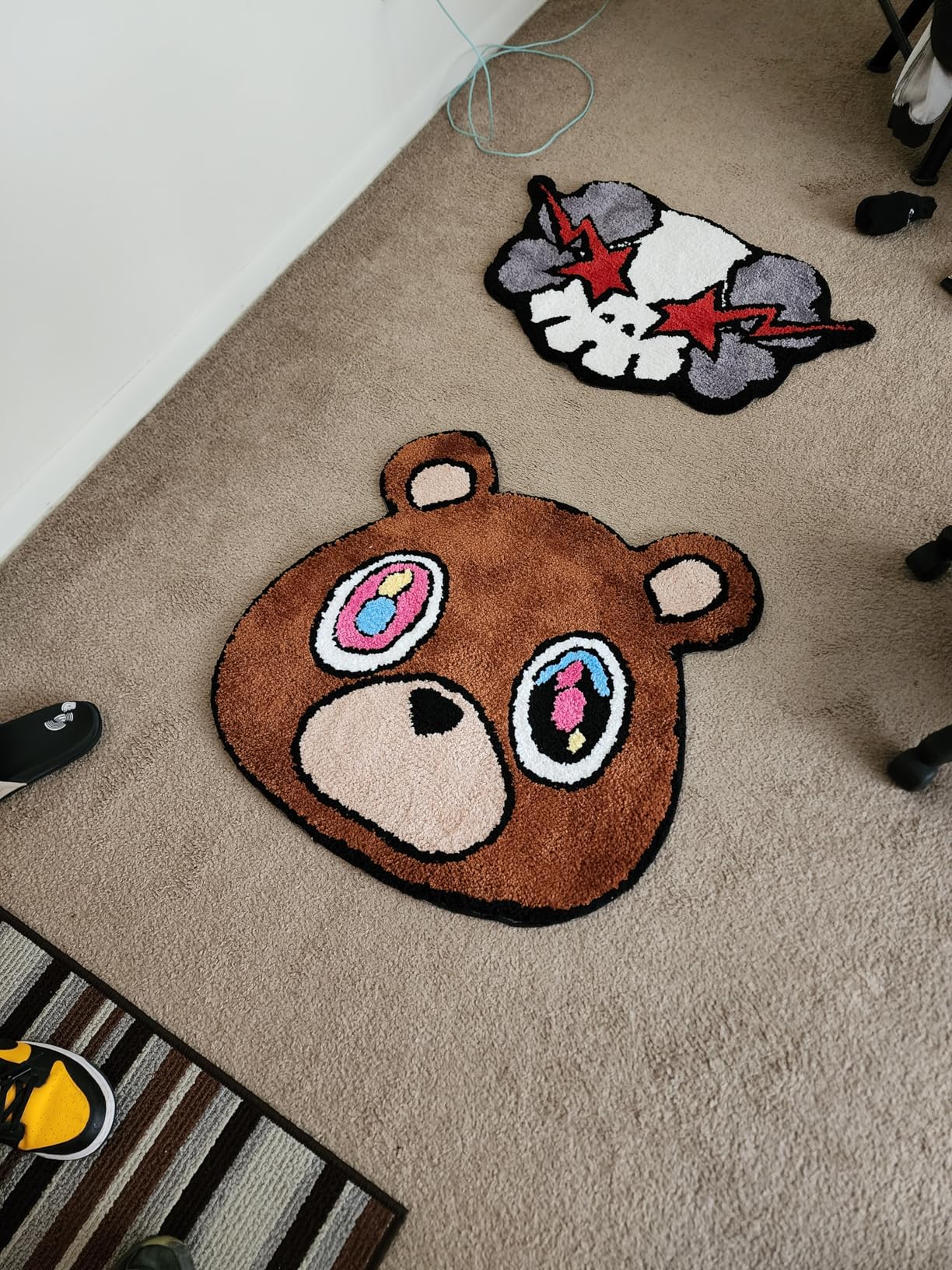 Graduation Bear Rug - Hypebeast Room Decor, Ultra-Soft Hypebeast Rugs with TPR Non-Slip Backing, Trendy Cloud-Like Plush Cute Carpet customer photo 2