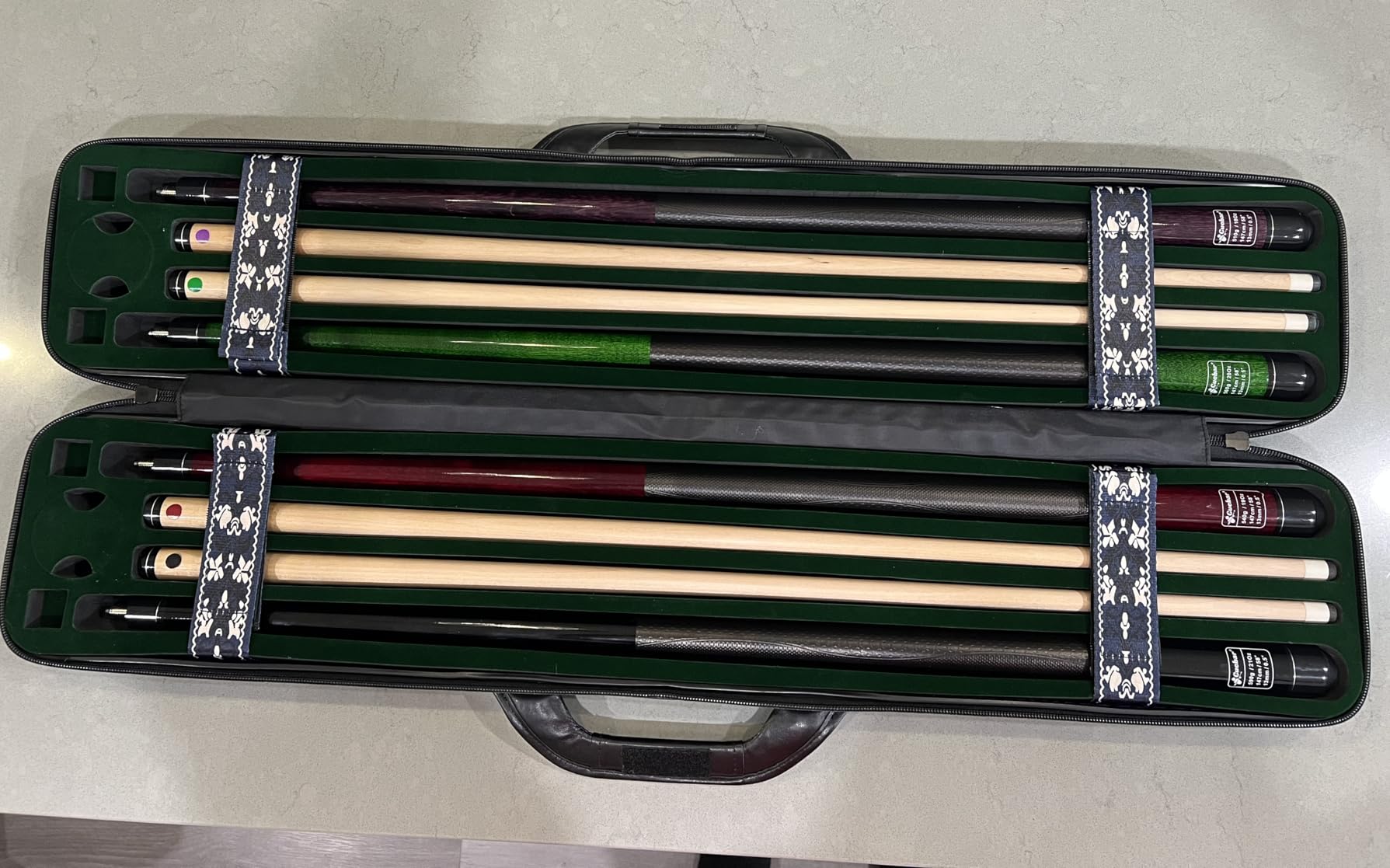 PEKREWS Pool Cue Case, Hard Shell Pool Stick Case 4x4 with 10 Padded Slots, Heavy-Duty Billiard Cue Bag with Soft Leather Handle and Shoulder Strap customer photo 2