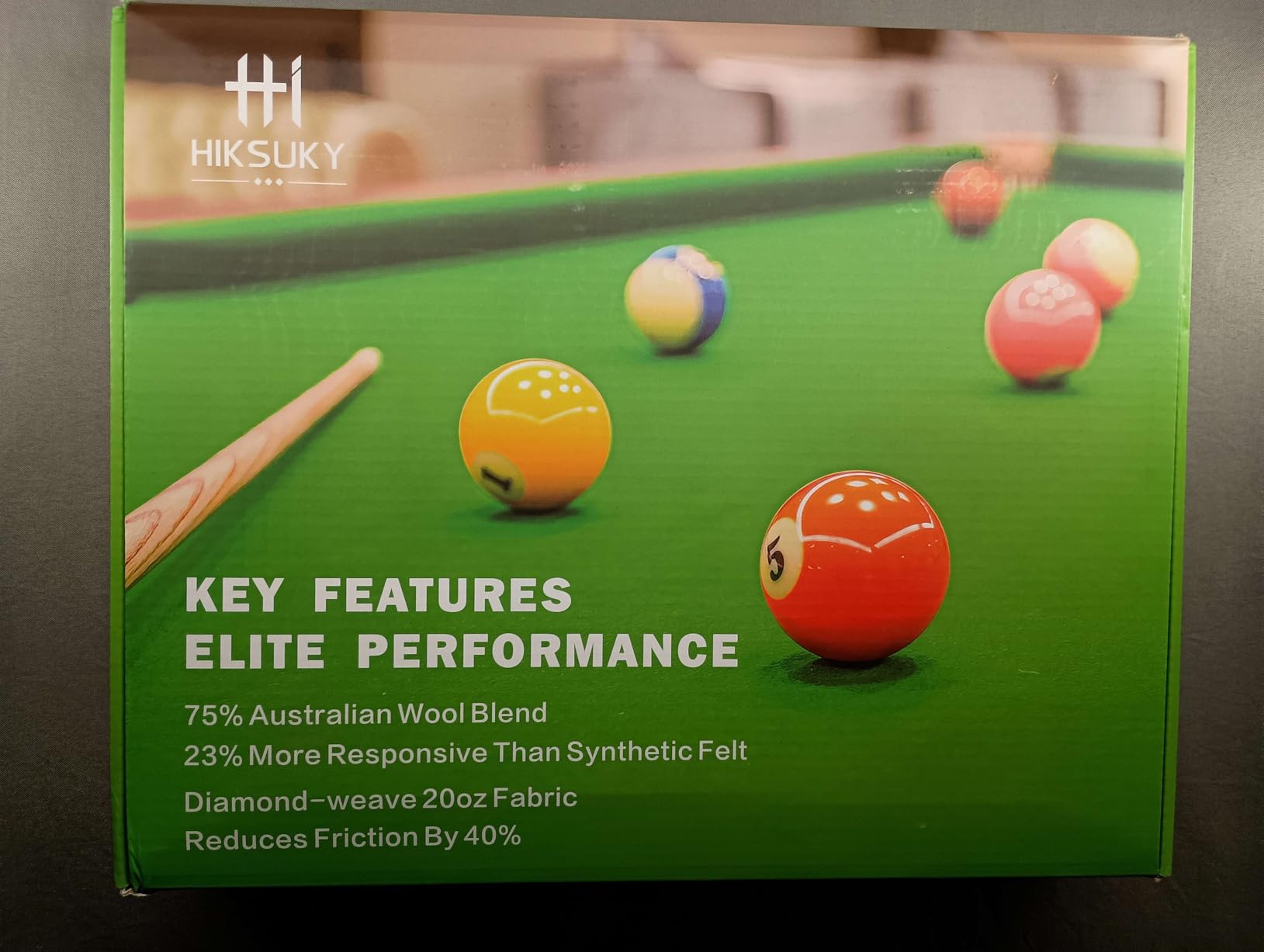 Hiksuky Accuplay 20 oz Worsted Wool Pool Table Cloth - Precut for 7/8/9ft Tables | 3 Colors | Teflon Guard customer photo 2