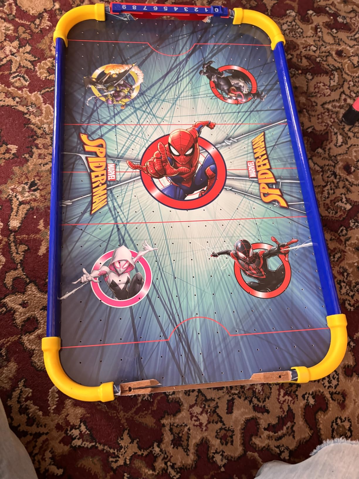 World Tech Toys Marvel Spider-Man Air Hockey Table for Kids - Wooden Spiderman Tabletop Game with Puck, Pushers & Air Flow System - Marvel Licensed - Kids Ages 4+ customer photo 2