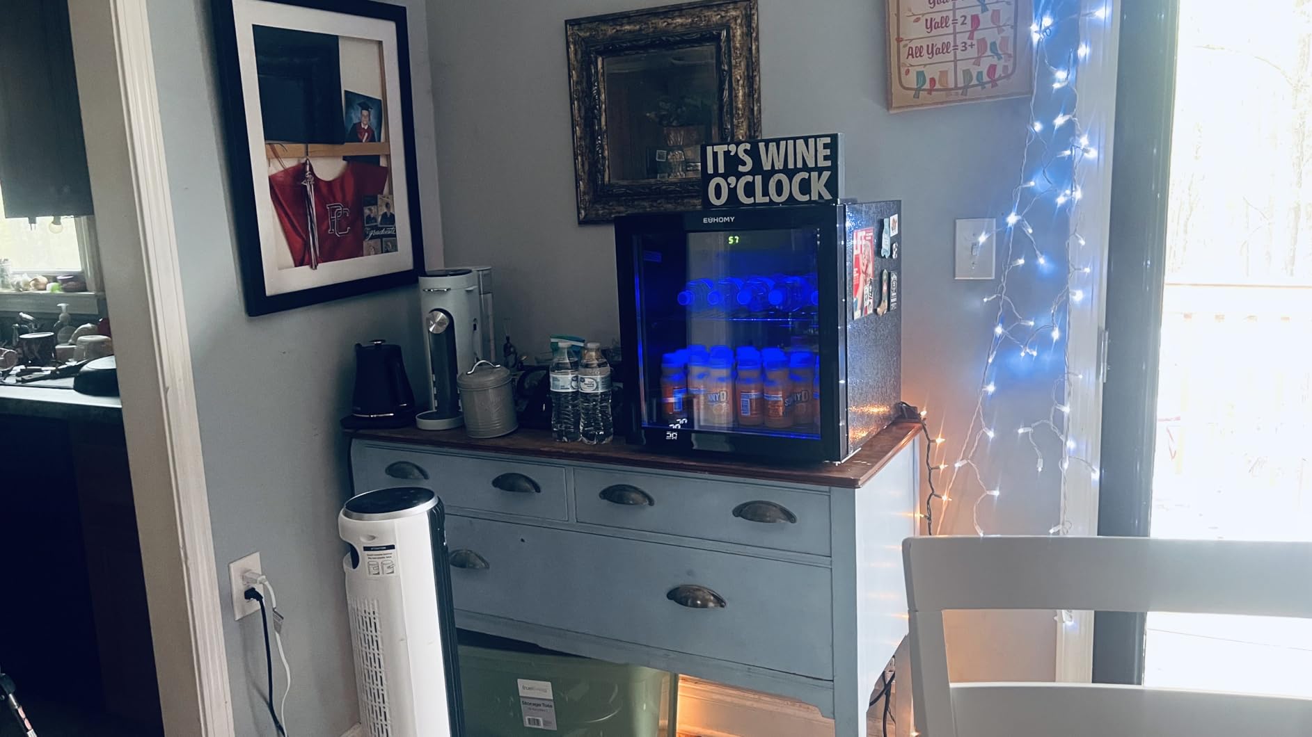 EUHOMY Mini Fridge 130 Can Beverage Refrigerator Cooler Glass Door for Soda Wine Beer, Beverage Cooler for Home, Bar, Office with Digital Temperature Control Adjustable Shelves, 3.2 Cu.Ft, Silver customer photo 1