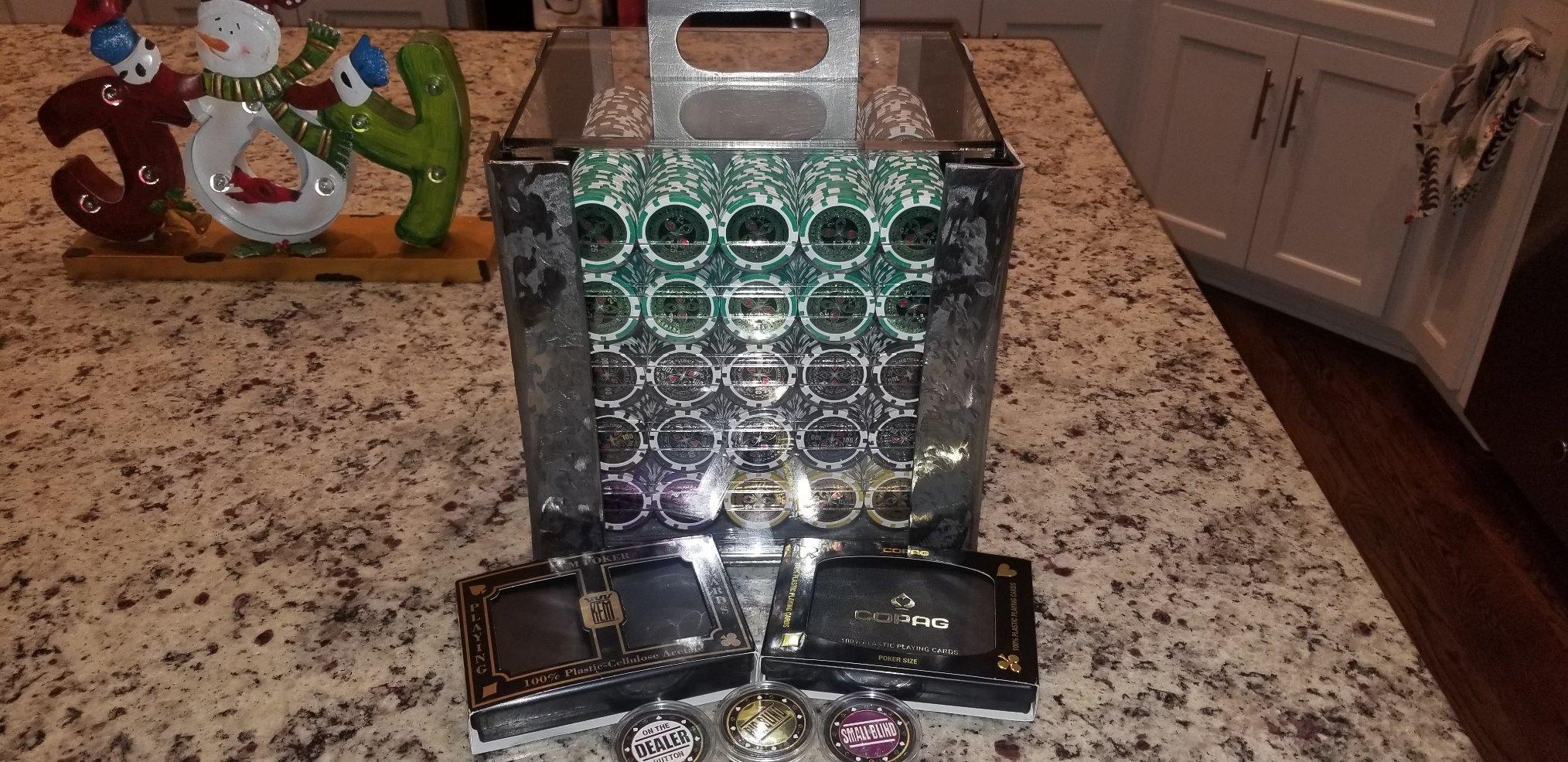 Brybelly Poker Chips 1000 Chips Set with Acrylic Case - Heavyweight 14g Poker Chips Set with 10 Removable Trays customer photo 2