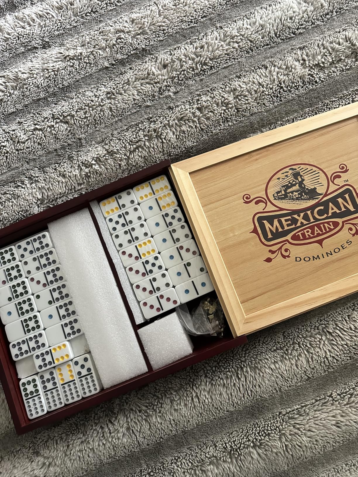 Front Porch Classics | Mexican Train Domino Set in Wooden Collector Box from Front Porch Classics for 2 to 8 Players Ages 8 and Up customer photo 1