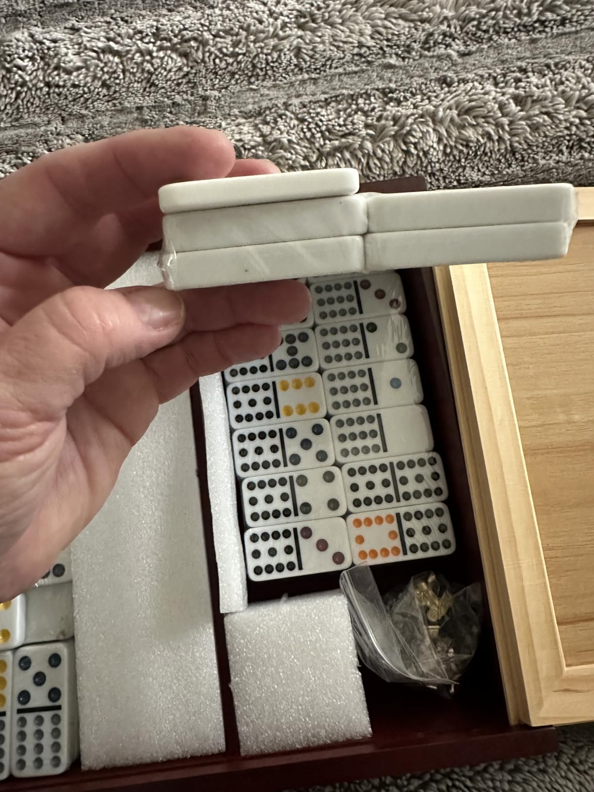Front Porch Classics | Mexican Train Domino Set in Wooden Collector Box from Front Porch Classics for 2 to 8 Players Ages 8 and Up customer photo 2