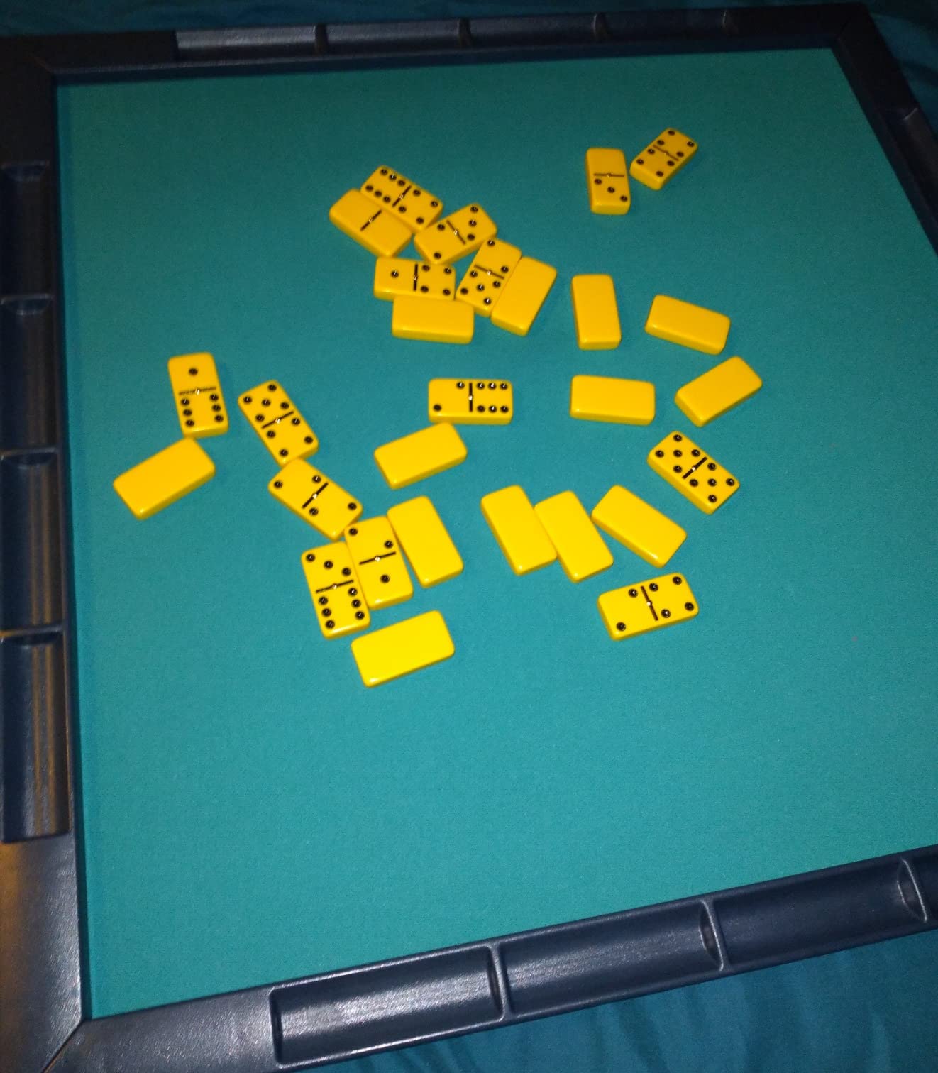 Marion Domino Double 6 Green Jumbo Tournament Professional Size with Spinners in Elegant Black Velvet Case customer photo 1