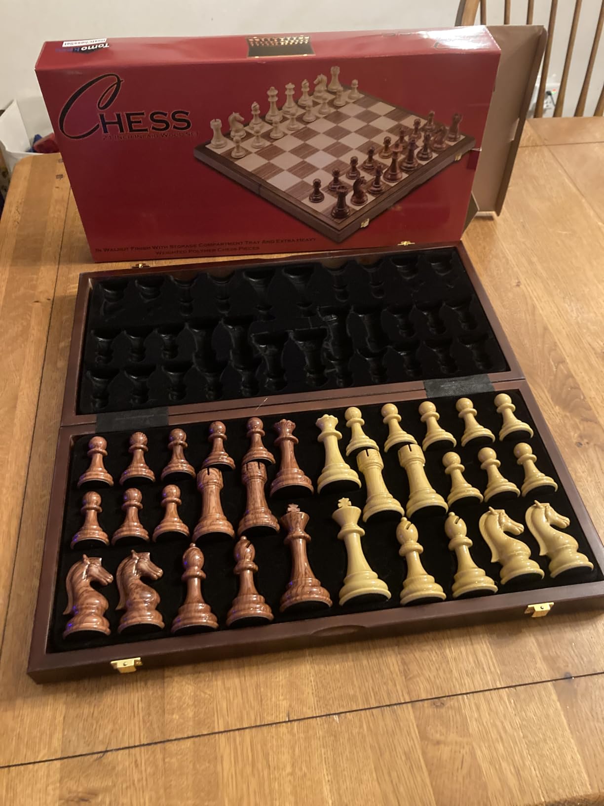 Abigail Chess Inlaid Wood Folding Board Game with Pieces - 21 Inch Set customer photo 2