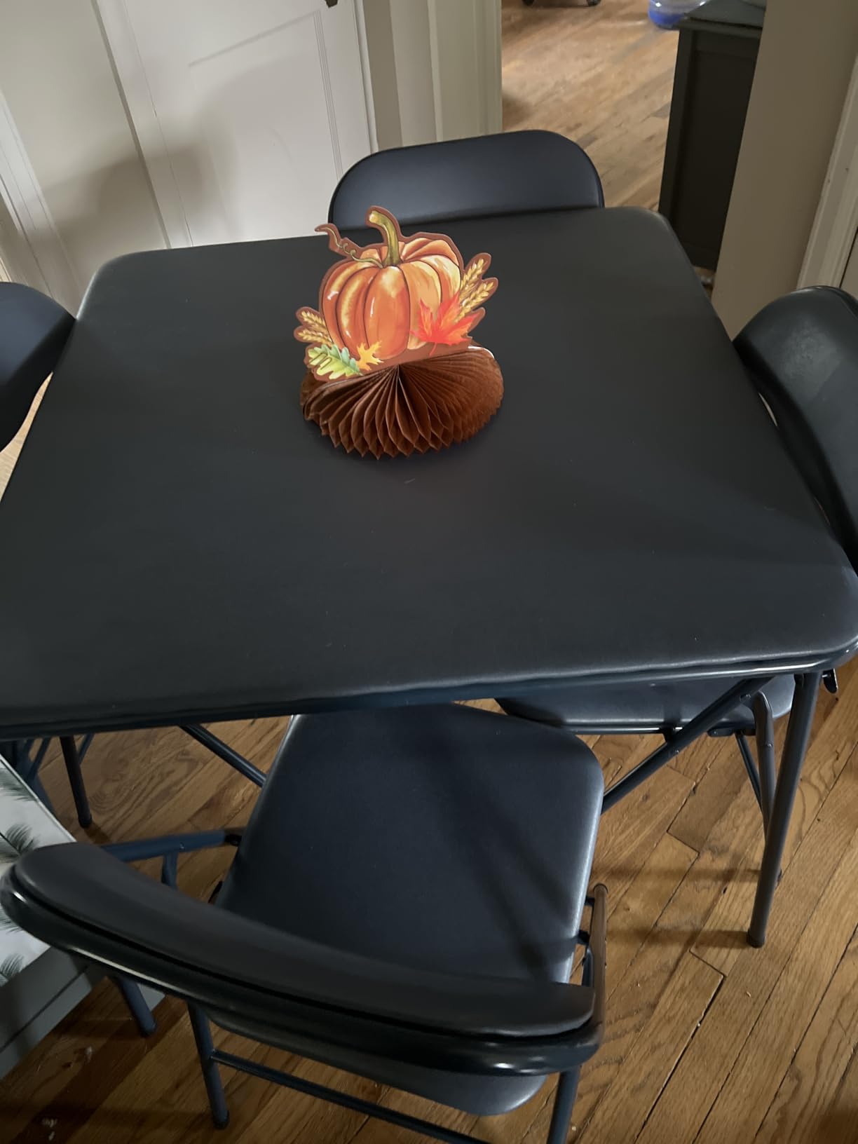 Flash Furniture Madison 5-Piece Folding Card Table and Chairs Set, Portable Event Table and Chairs Set, Black customer photo 1
