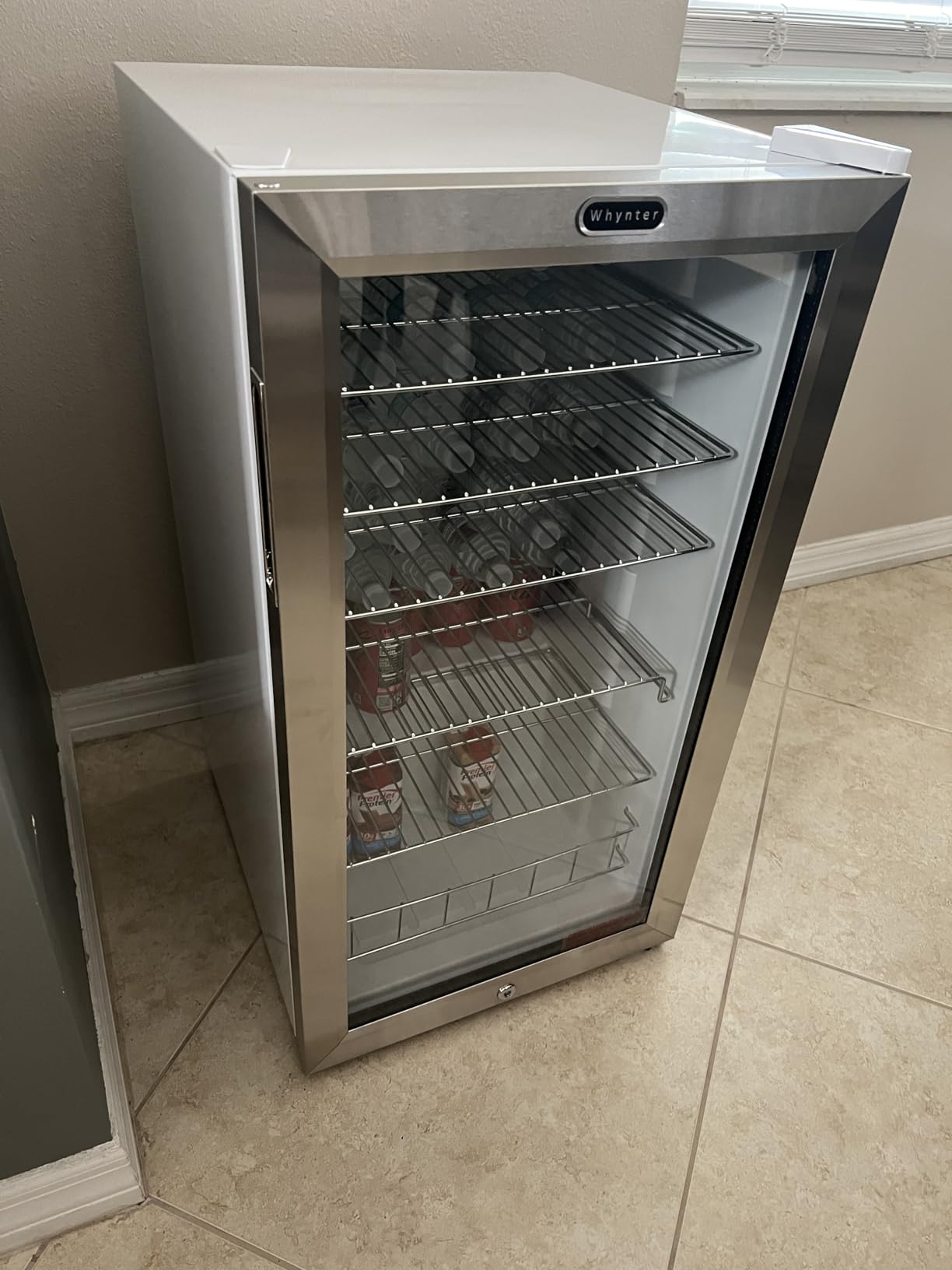 Whynter Beverage Refrigerator with Double-Layer Glass Door, 127-Can 3.1 Cu Ft Freestanding Drink Mini Fridge, BR-130SB, Stainless Steel customer photo 1