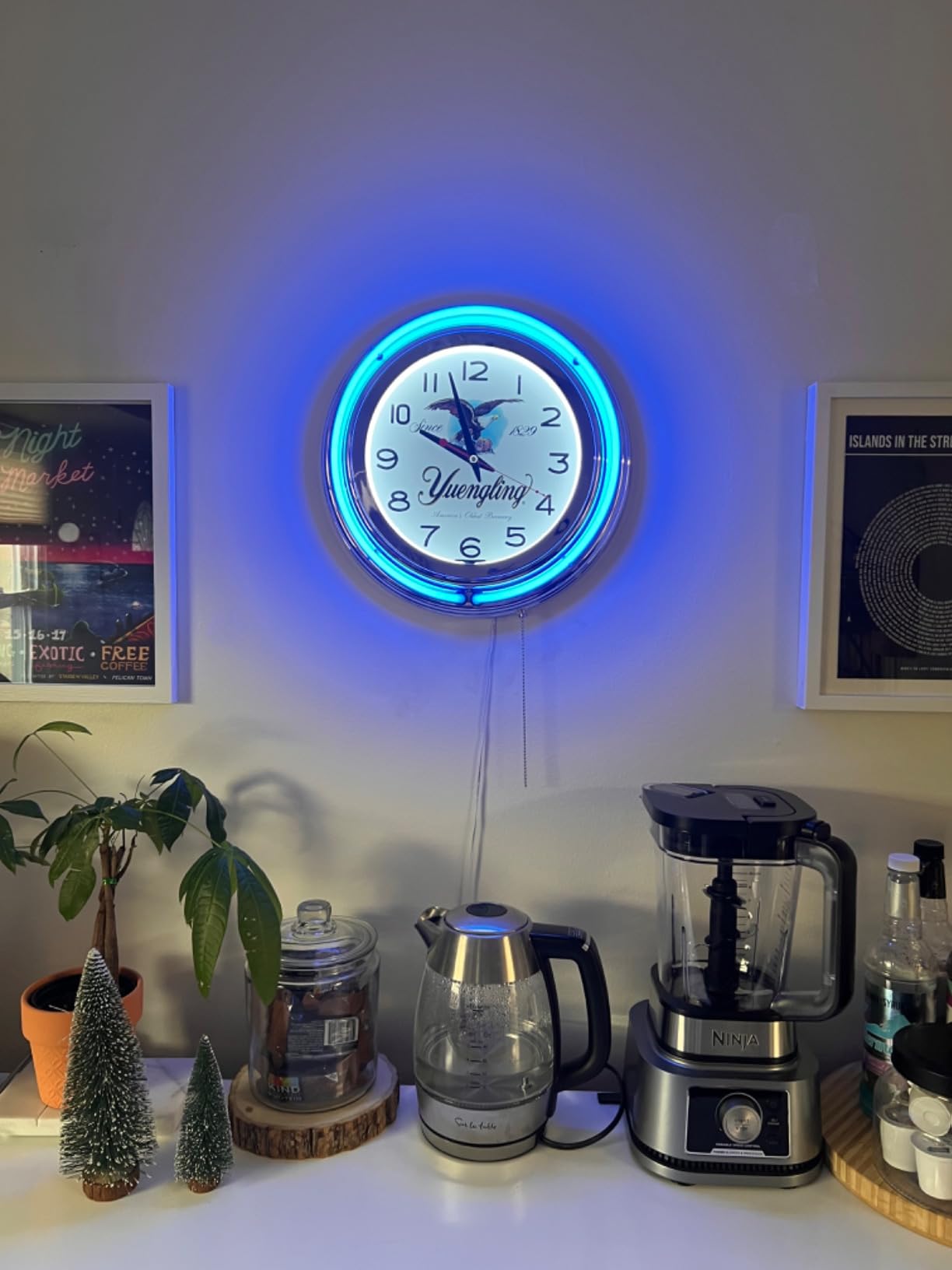 Yuengling America's Oldest Brewery Since 1829 Beer Logo Blue Double Neon Wall Clock customer photo 1