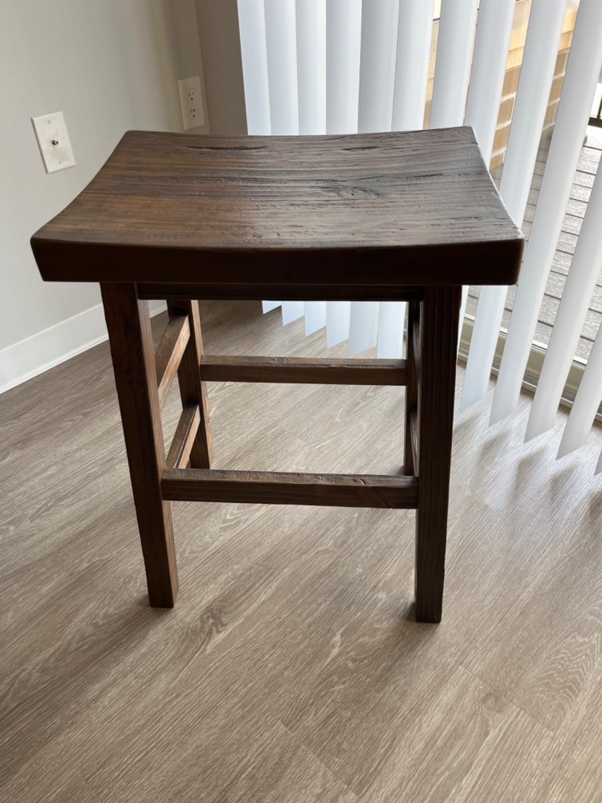 Alaterre Furniture Pomona Dining Bar Stool - 26-Inch Small Counter Height Bar Stool with Backless Saddle Seat and Footrests - Solid Wood Barstool for Kitchen and Dining Room Seating (Rustic Brown) customer photo 2