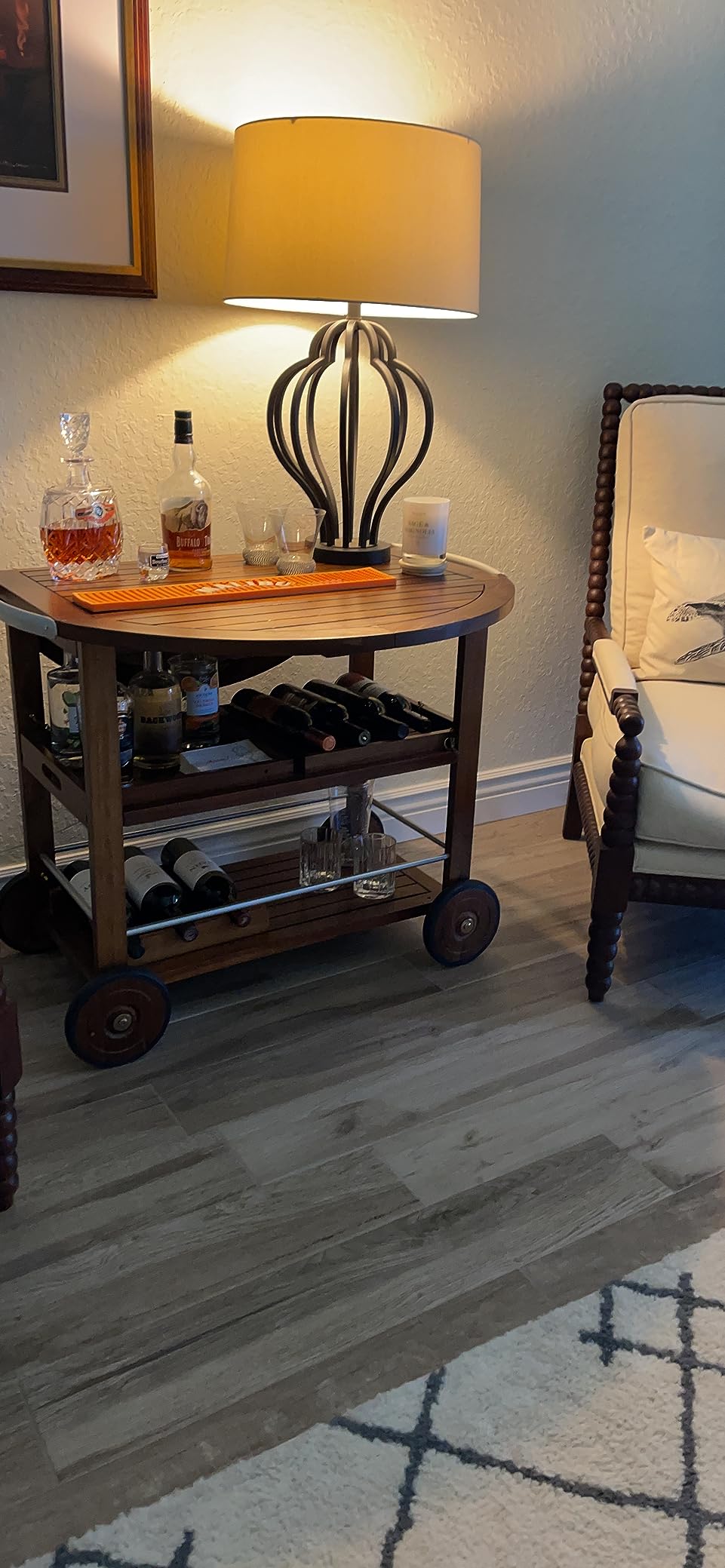 Christopher Knight Home Tillary Tiller Outdoor Acacia Wood Bar Cart Aluminum Accents, Dark Oak/Shiny Powder Coating customer photo 2