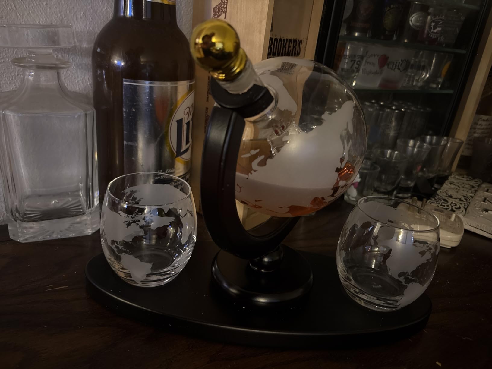Godinger Whiskey Decanter Globe Set with 4 Etched Glasses for Liquor, Scotch, Bourbon, Vodka customer photo 2