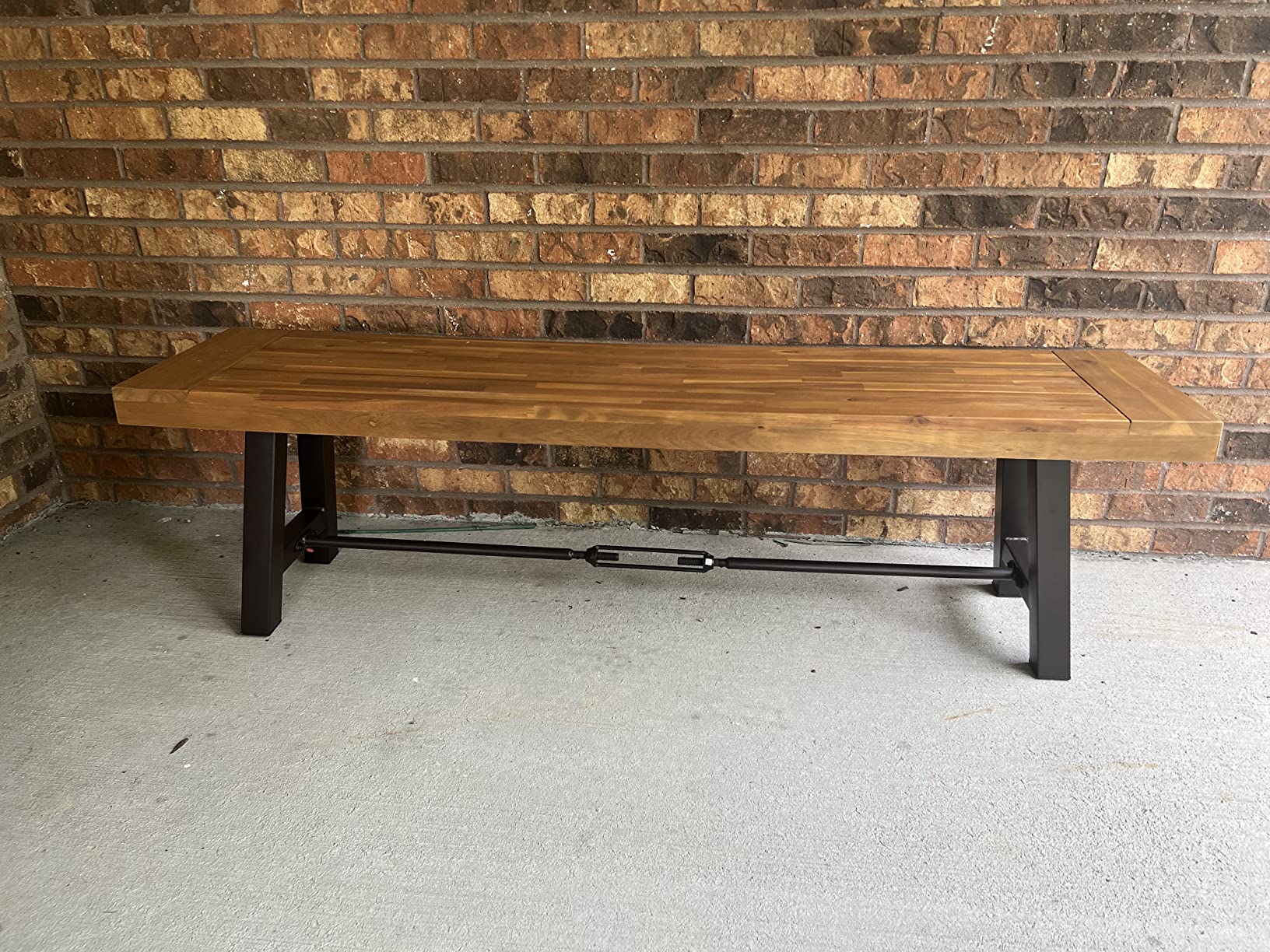 Christopher Knight Home Catriona Outdoor Acacia Wood Bench with Metal Accents, Teak Finish / Rustic Metal 14. 50 x 63 x 17. 75 inches customer photo 2