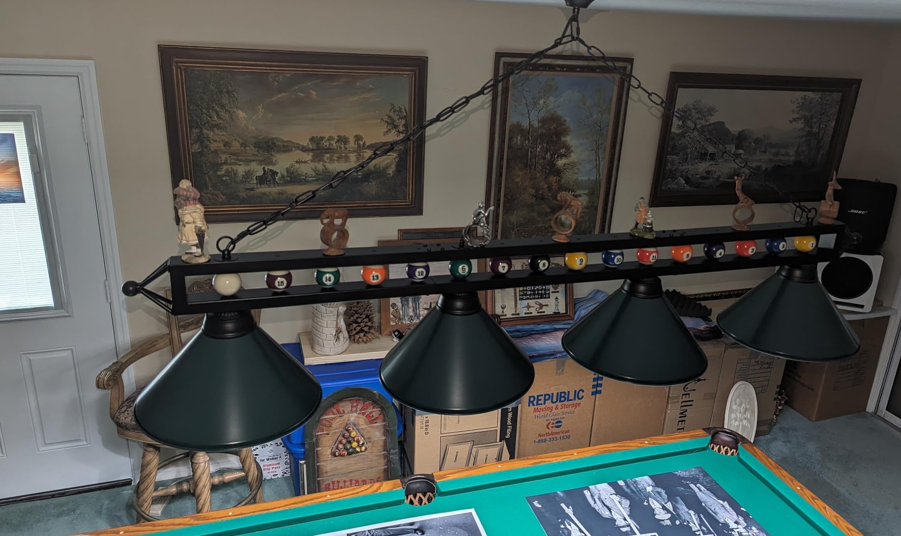 Wellmet Pool Table Light for Billiard Table, 4 Lights Pool Table Lights Over Pool Table, Industrial Kitchen Island Lighting, Hanging Light Fixture for Game Room, Billiard Room, Bar, Man Cave customer photo 2