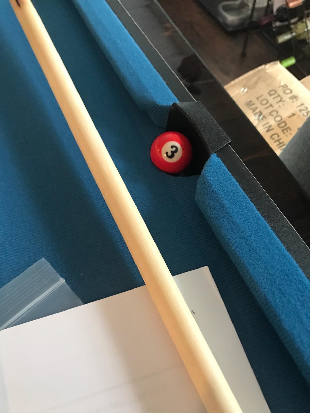 Hathaway Breakout 40-in Tabletop Billiards Set for Dining or Game Tables - Compact Blue Pool Playing Surface with Cue Sticks, Ball Kit, Triangle, Chalk & Brush - Lightweight Portable Indoor Fun customer photo 2